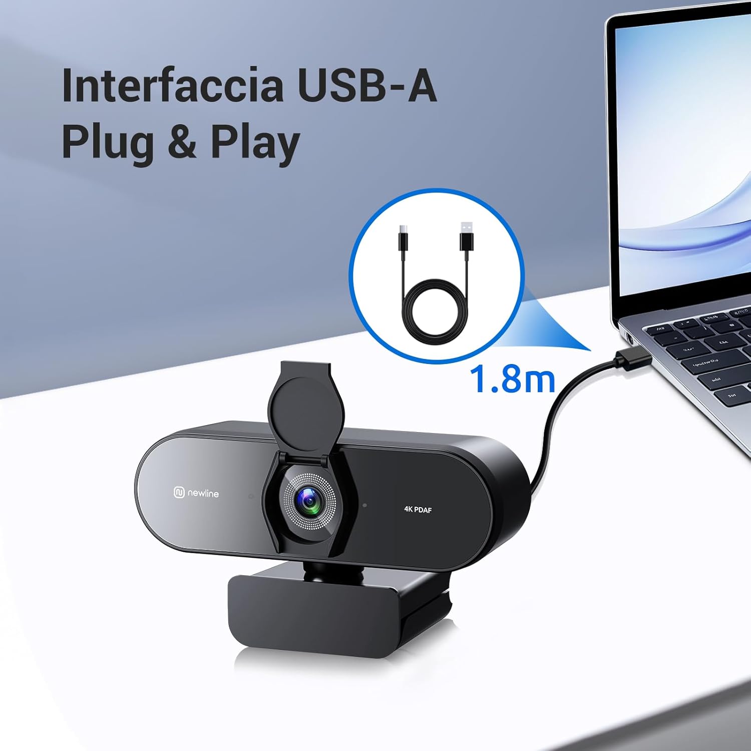 Webcam PC 4K con 2 Microfoni e Autofocus - immagine 5