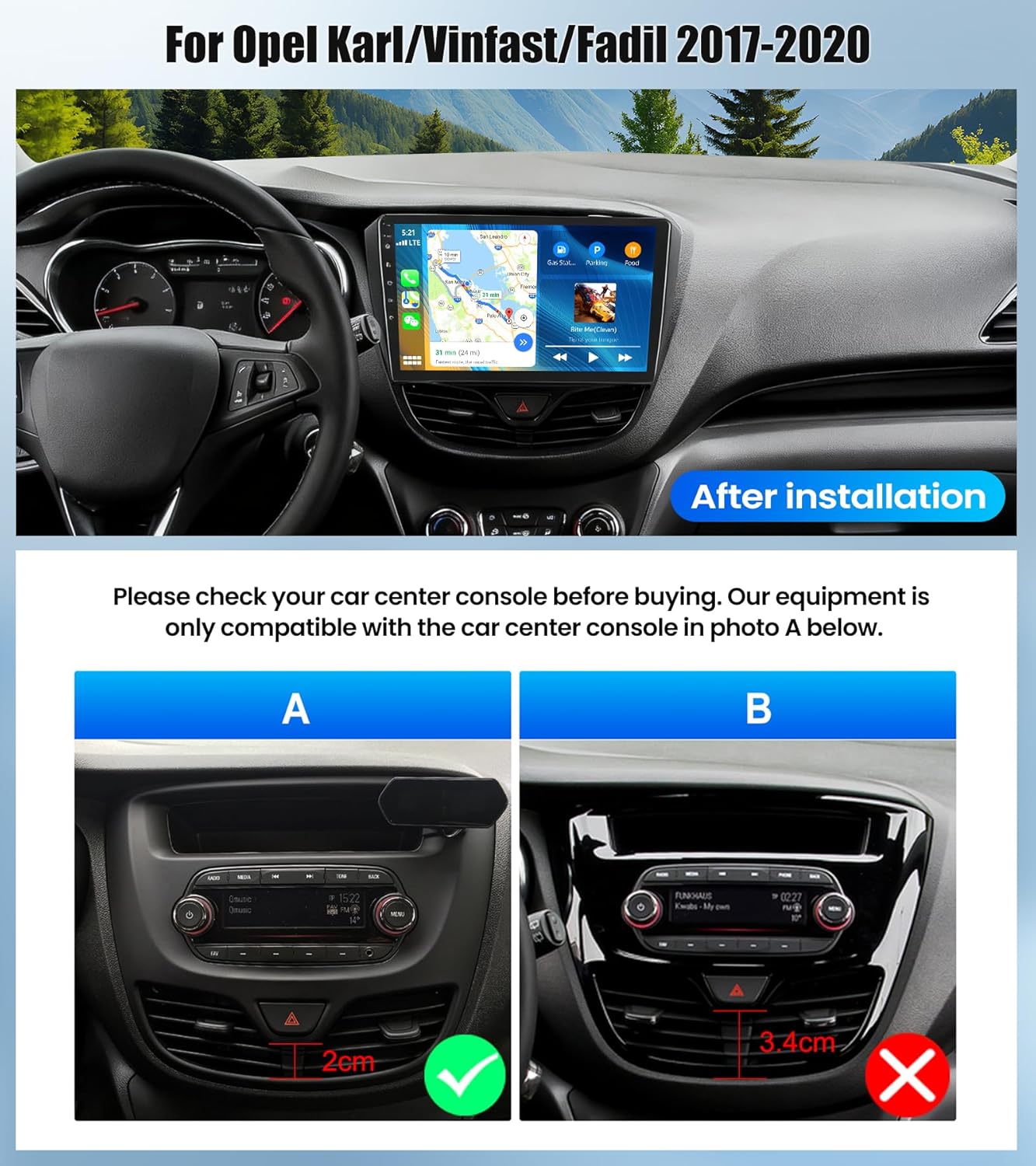 Oiliehu Autoradio Android 10,1" per Opel Karl/Fadil - immagine 2