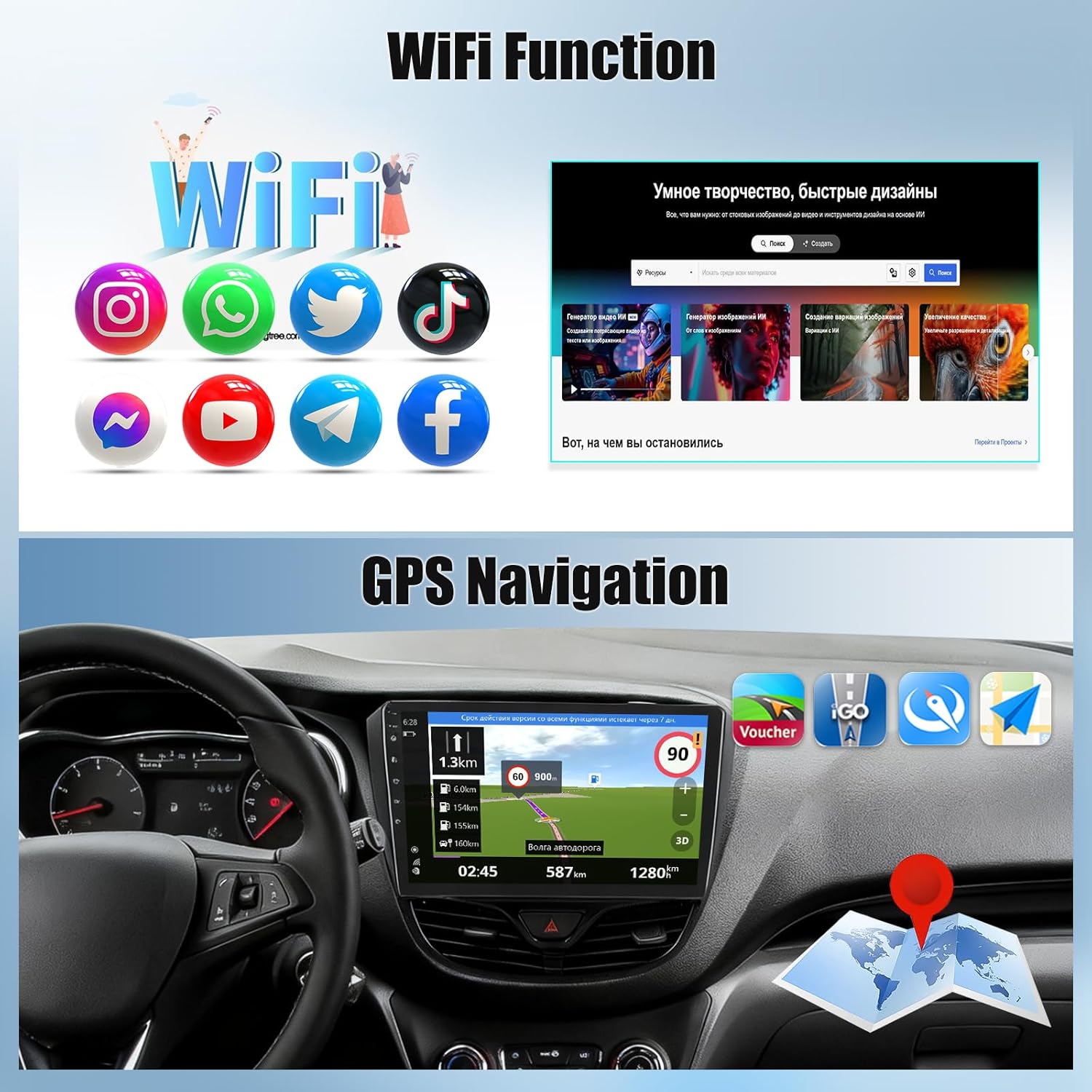 Oiliehu Autoradio Android 10,1" per Opel Karl/Fadil - immagine 4