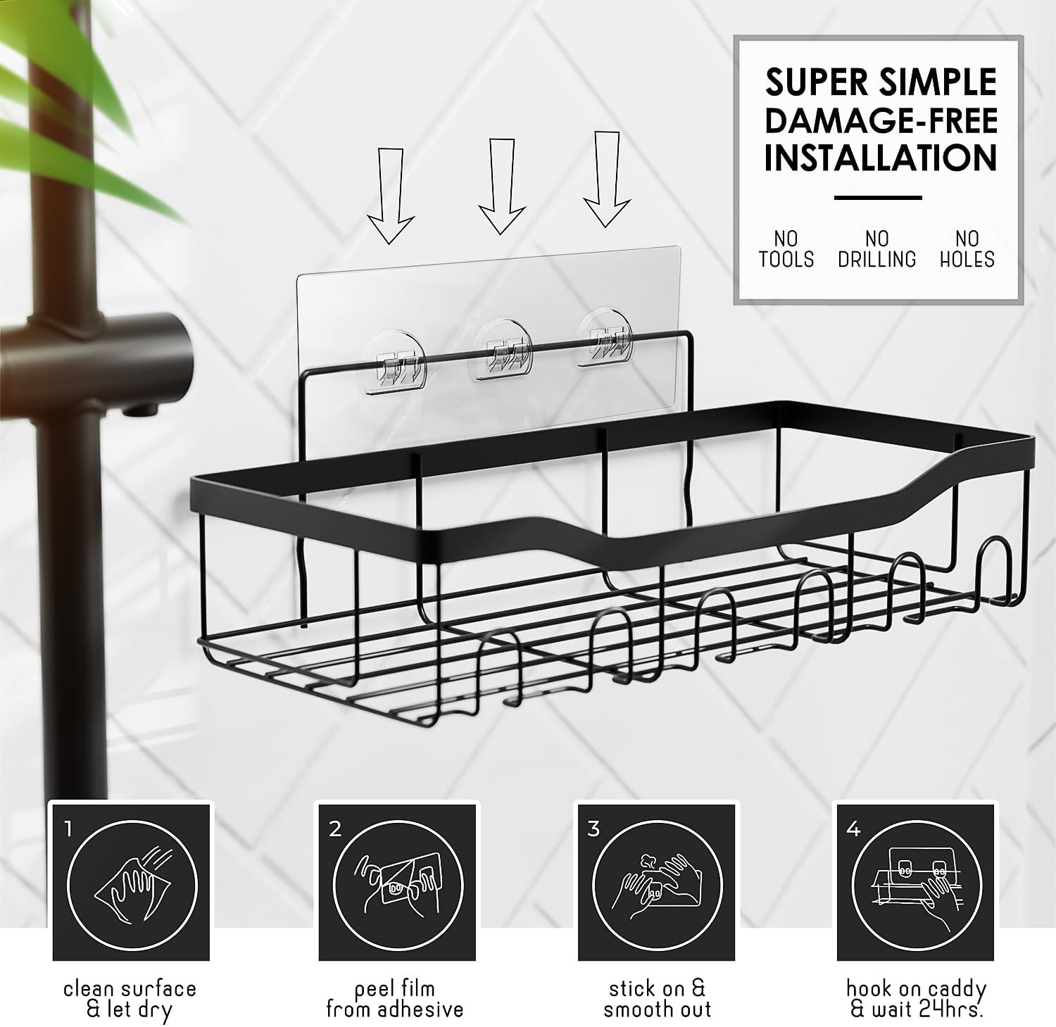 Set Accessori Doccia e Bagno 25 Pezzi, Nero - immagine 7