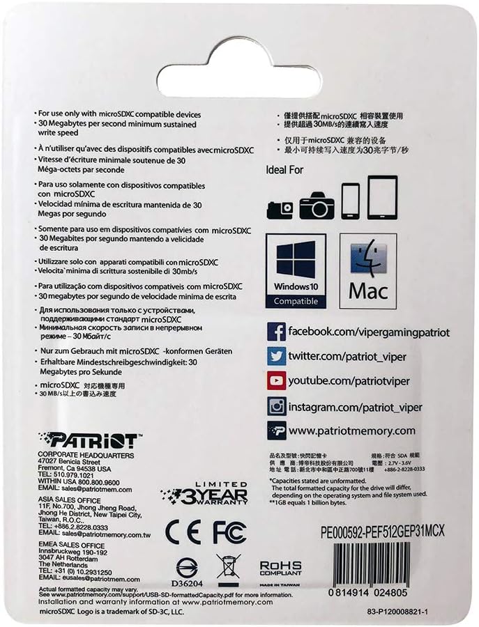 Patriot Memory 512GB A1 / V30 Scheda di Memoria (2 Pezzi) - immagine 3