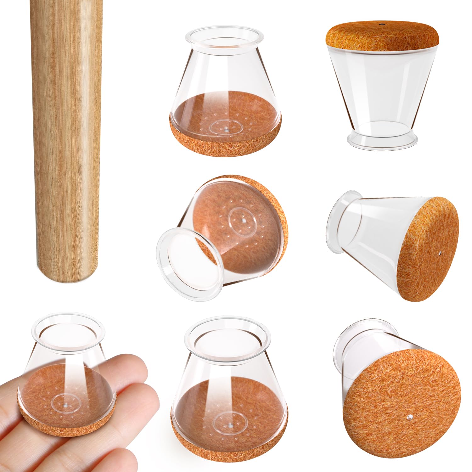 Gommini per Sedie Rotondi in Silicone Trasparente (20 Pezzi)