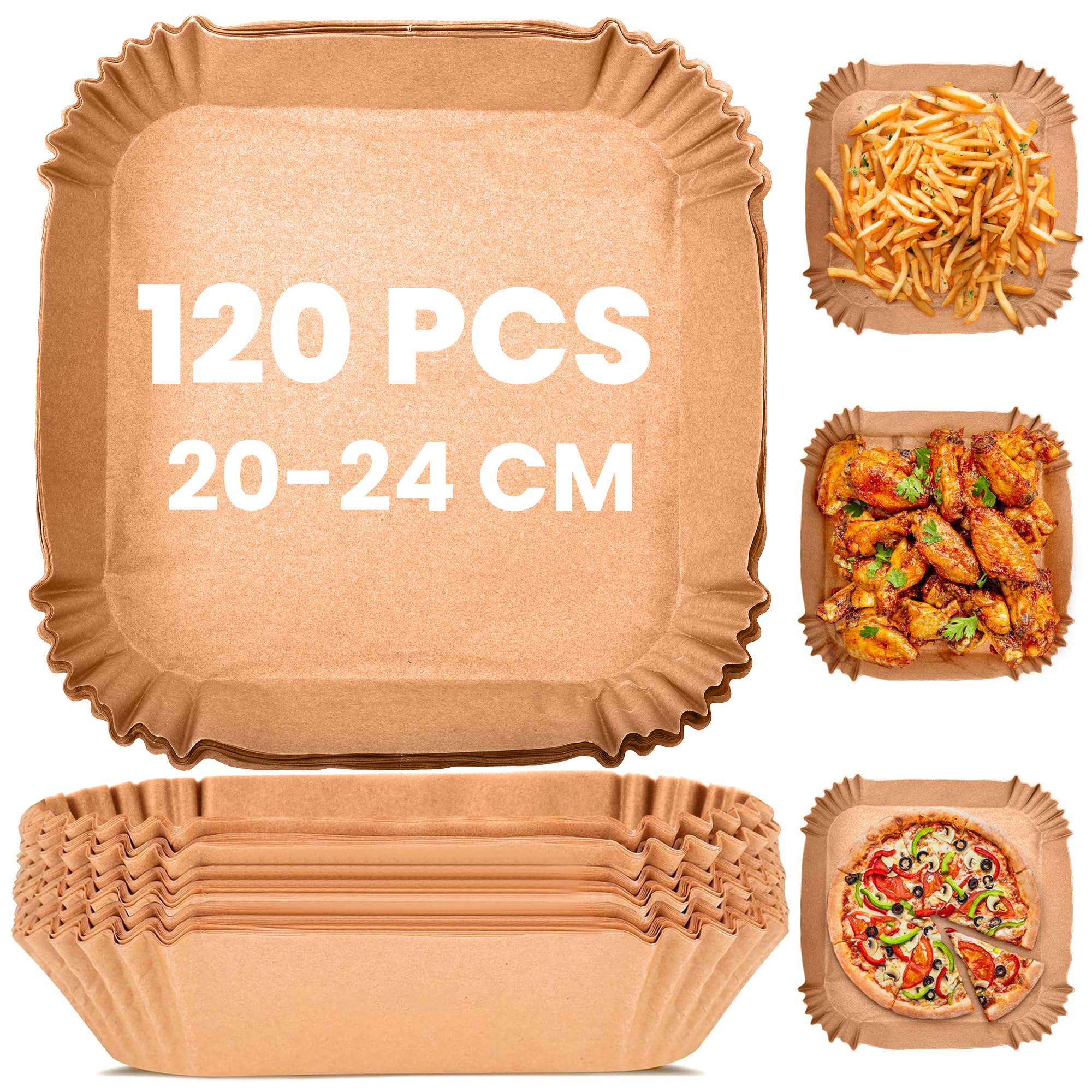 Kitchenboss Carta Forno Quadrata per Friggitrice ad Aria 120pz