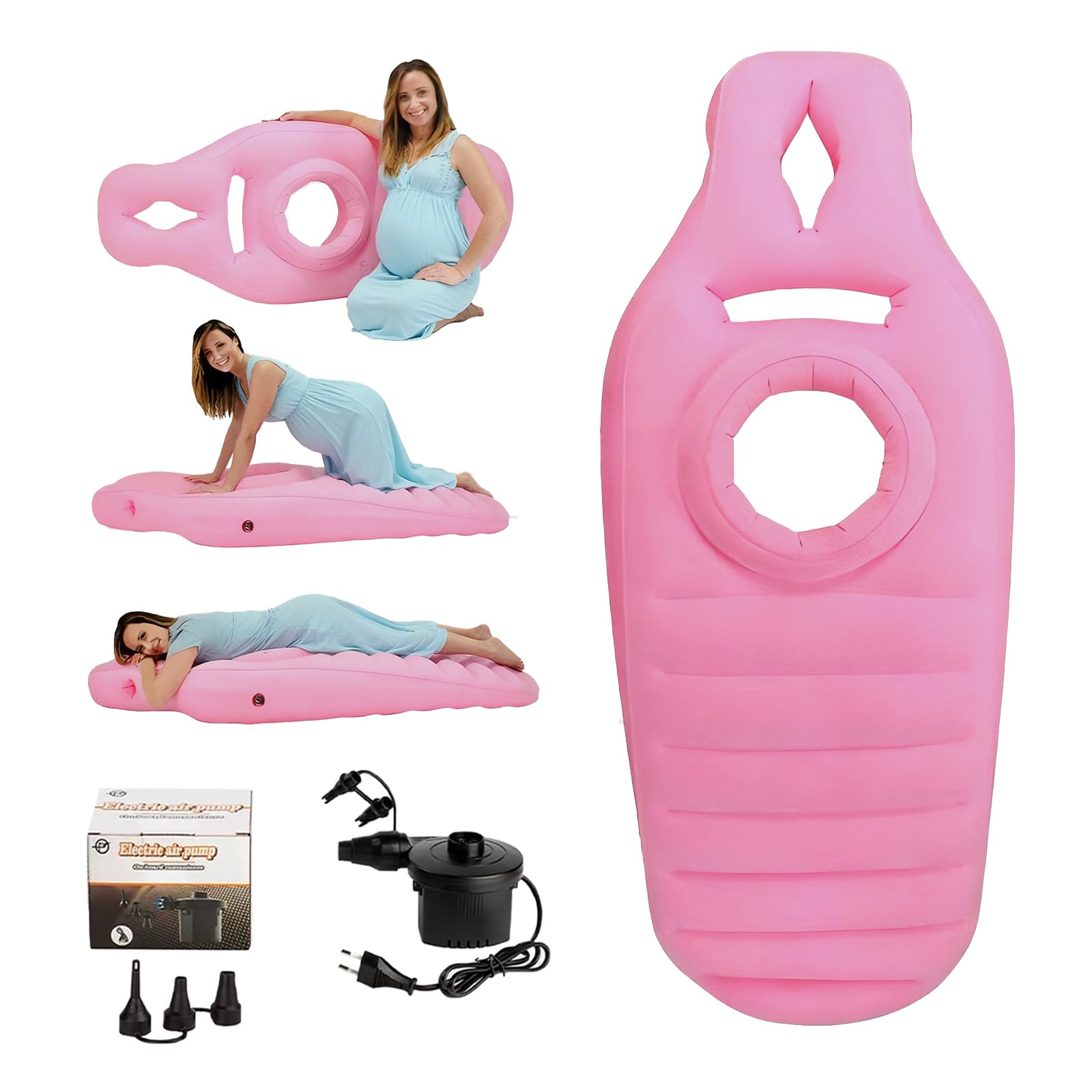 Cuscino Gonfiabile Gravidanza con Foro e Pompa Elettrica