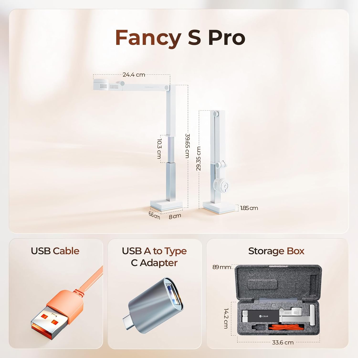 Czur Fancy S Pro - Fotocamera Documenti 12 MP, Bianca - immagine 8