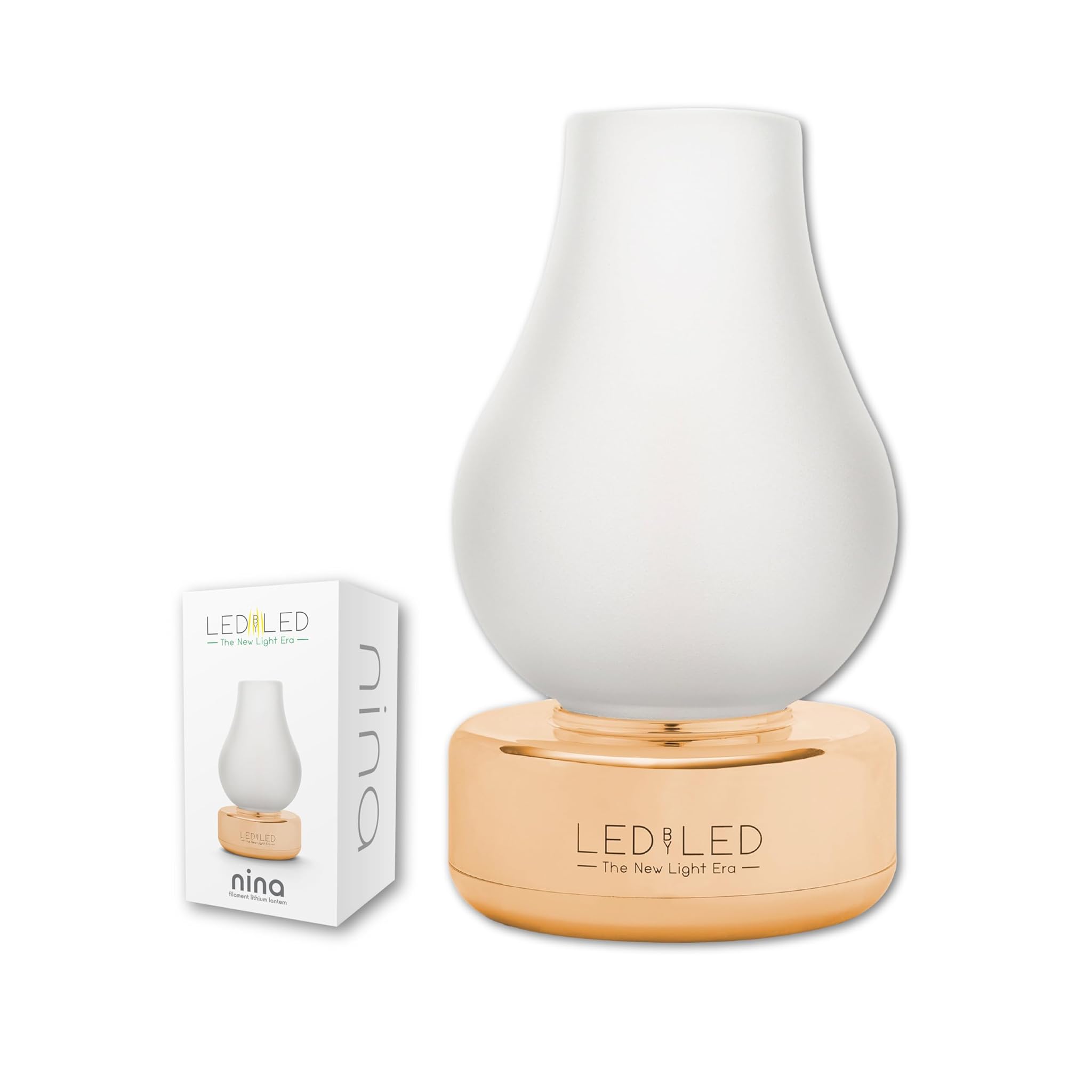 Lampada da Tavolo Nina Ricaricabile Senza Fili, Ottone