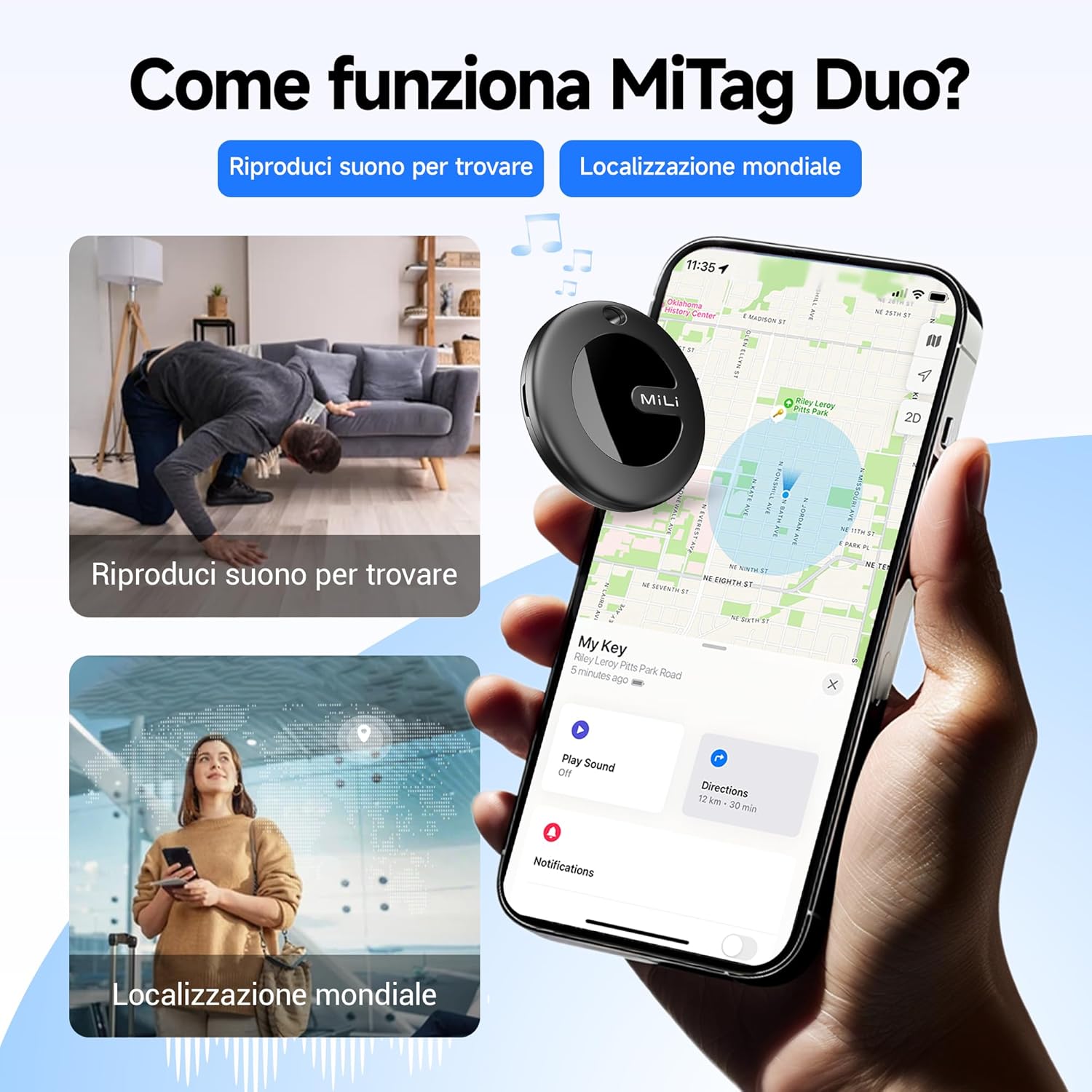 Mili MiTag Duo Smart Tracker Tag - Localizzatore Bluetooth - immagine 3