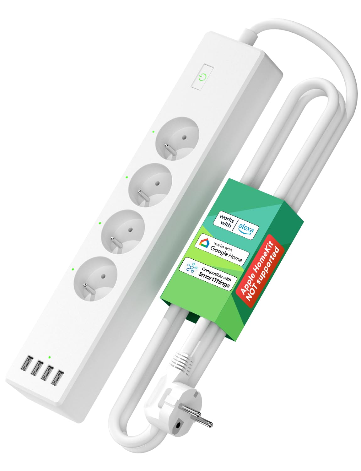 Meross Multipresa WiFi 16A con 4 Prese AC e 4 USB