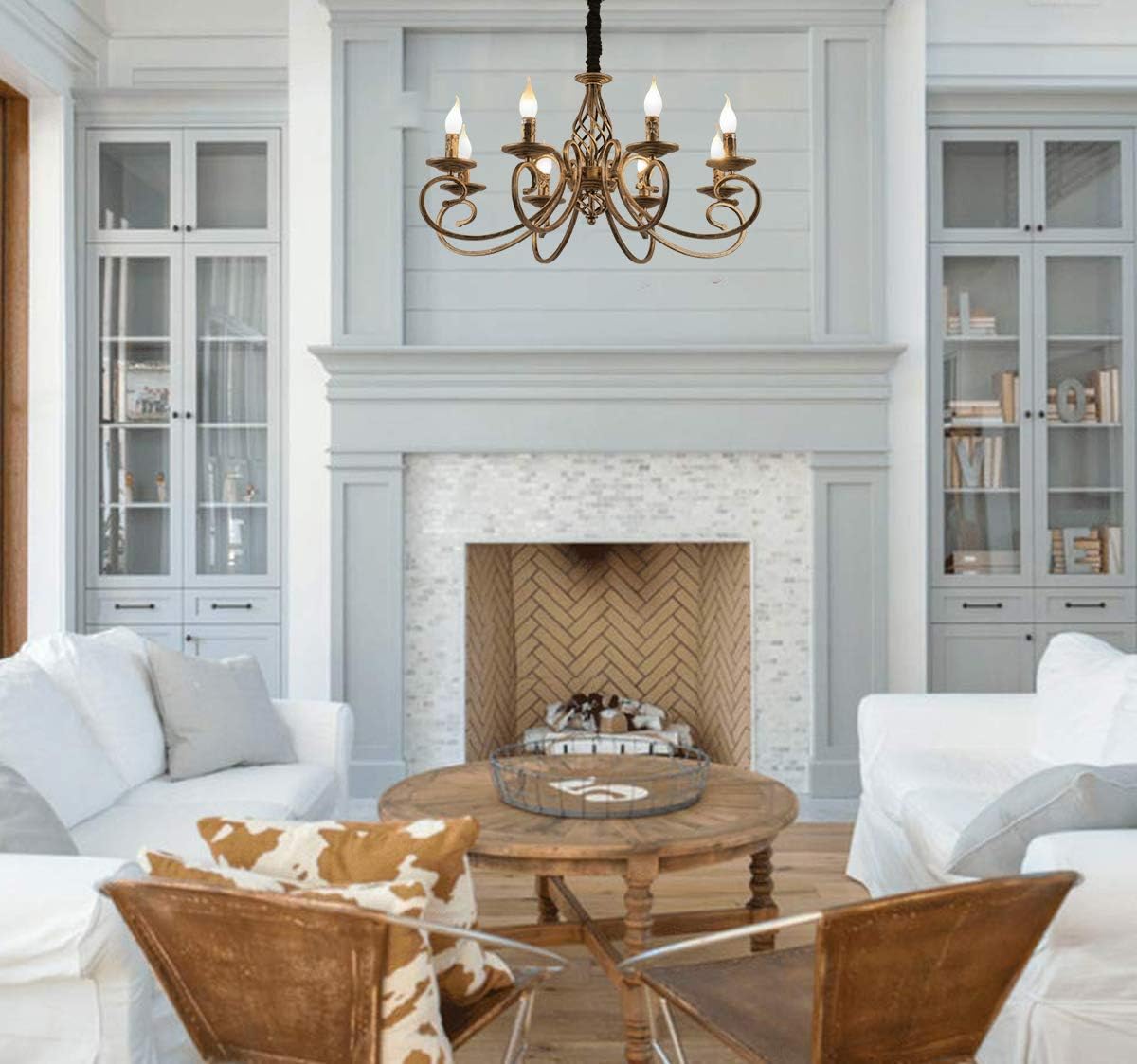 Ganeed Lampadario Rustico Country Francese 8 Luci - immagine 10