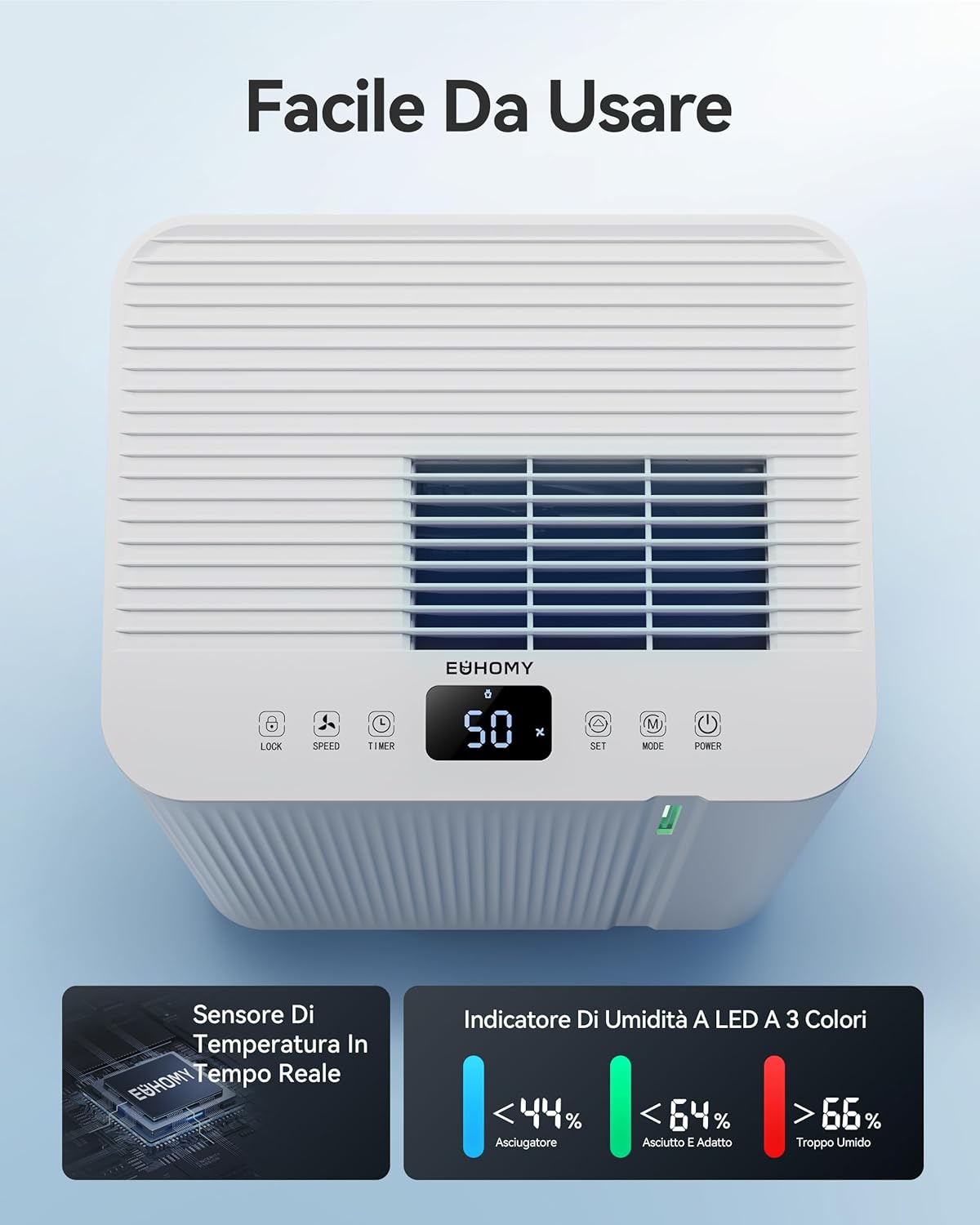 Euhomy Deumidificatore Casa 20L/24H 50㎡ - immagine 6