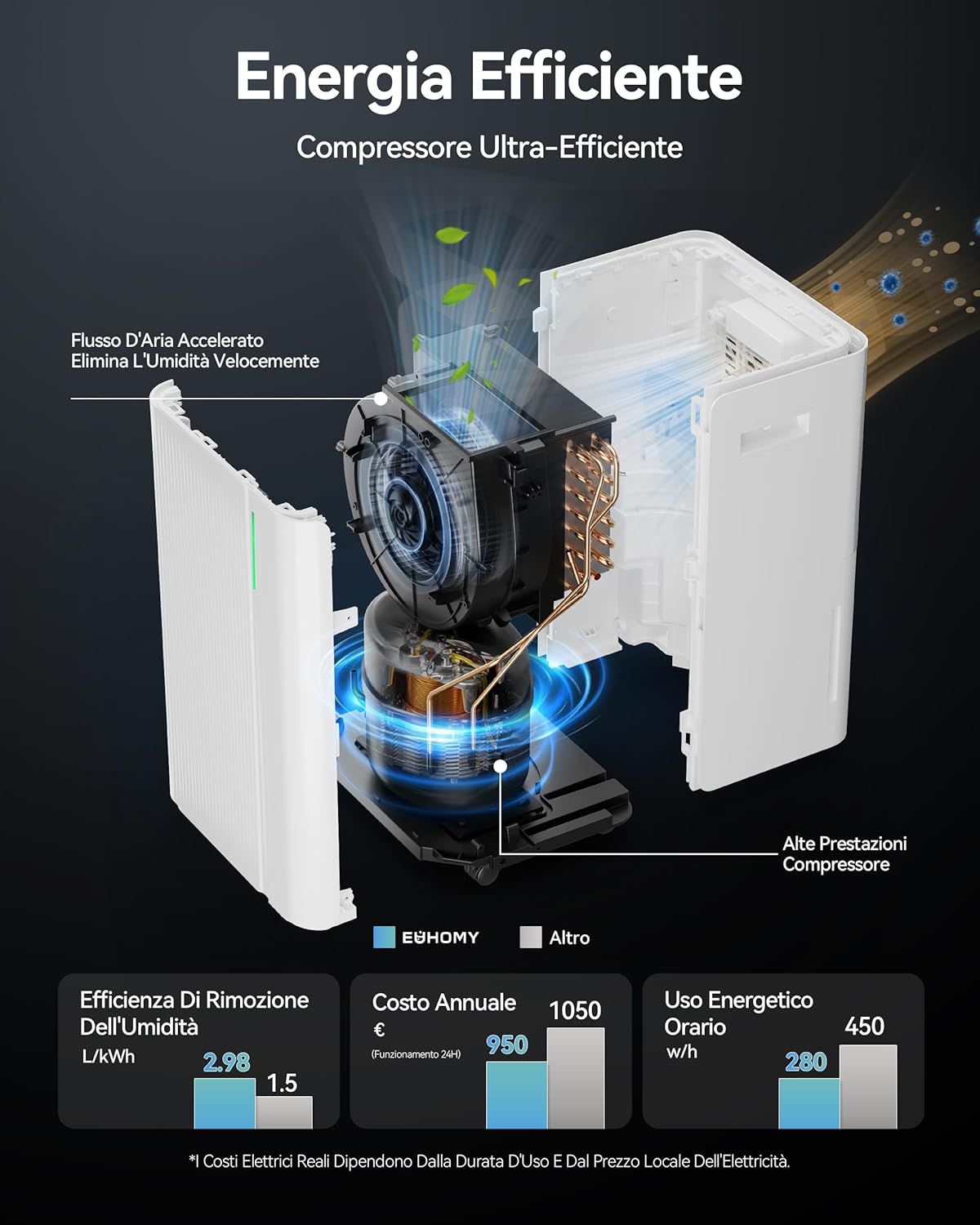 Euhomy Deumidificatore Casa 20L/24H 50㎡ - immagine 7