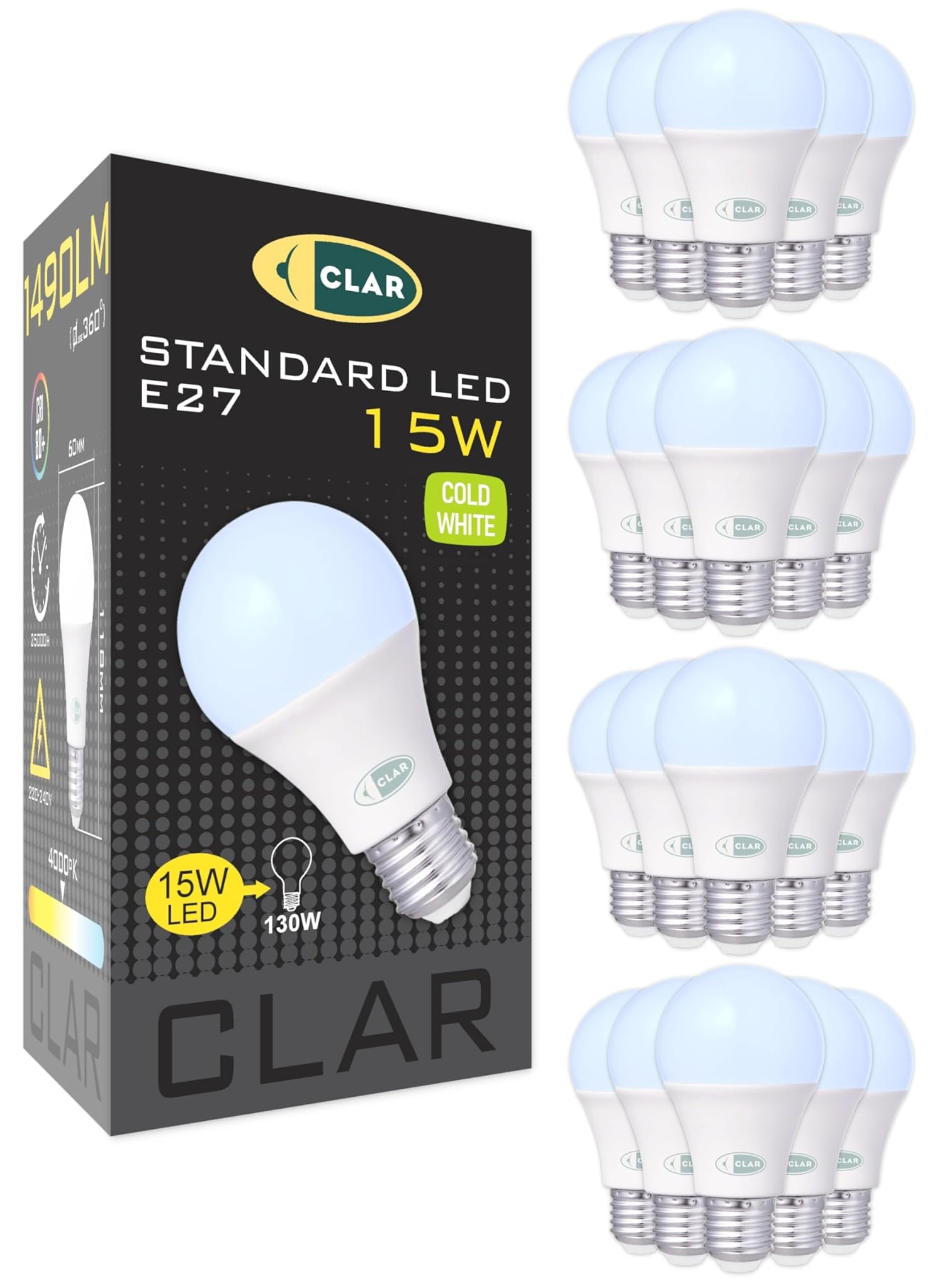 Clar Lampadine LED E27 Luce Fredda 15W