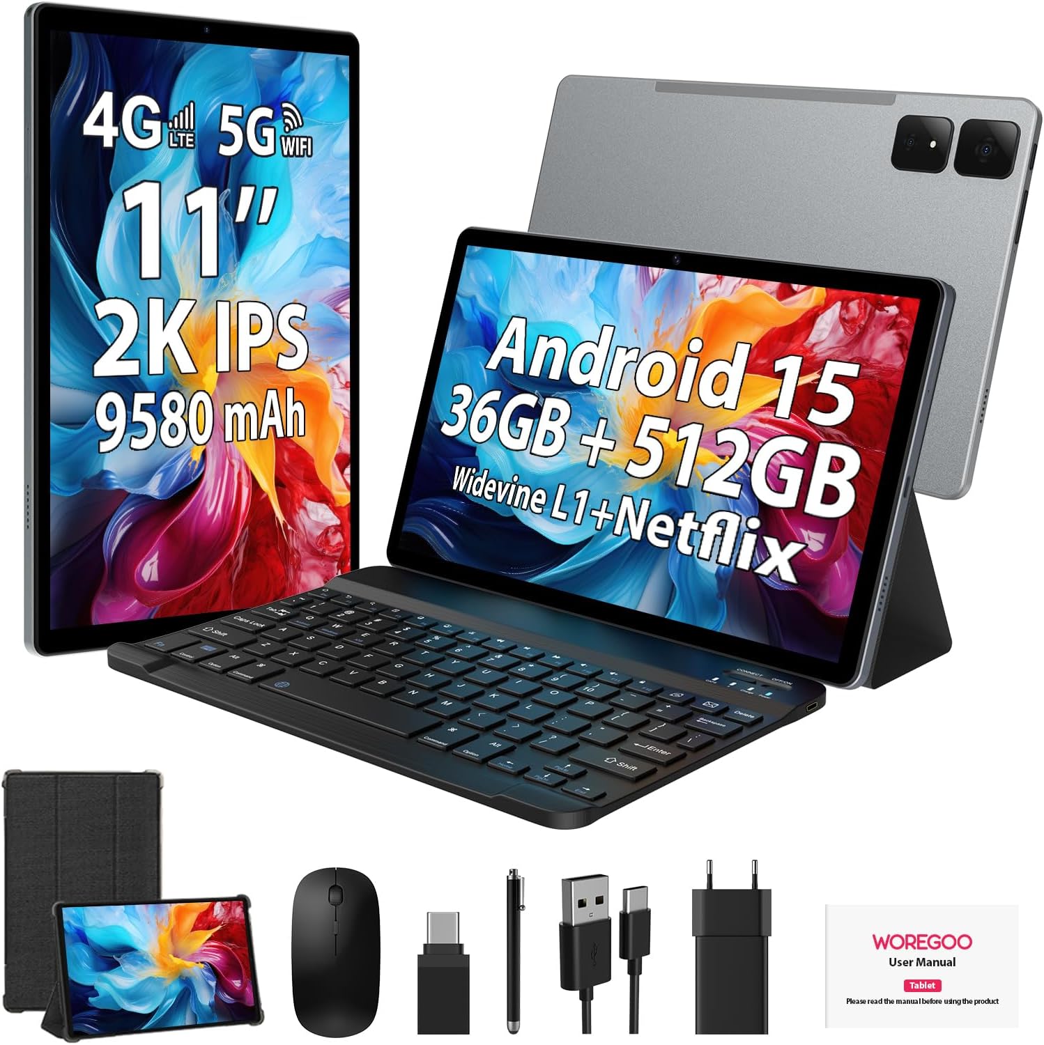 Tablet Android 15 da 11 Pollici con Tastiera+Mouse - immagine 1