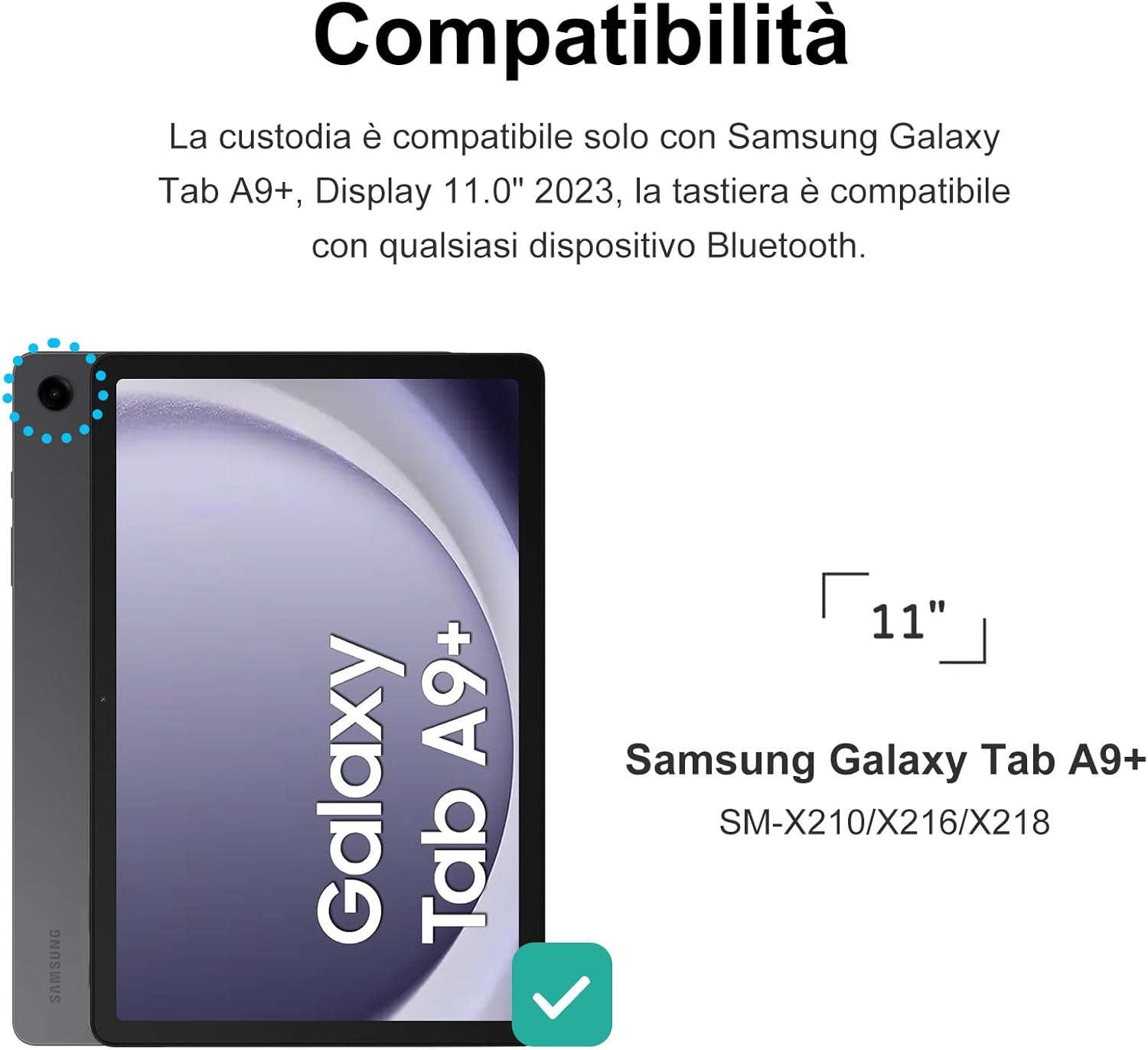 IVEOPPE Tastiera per Samsung Galaxy Tab A9 Plus 11" con Touchpad - immagine 2