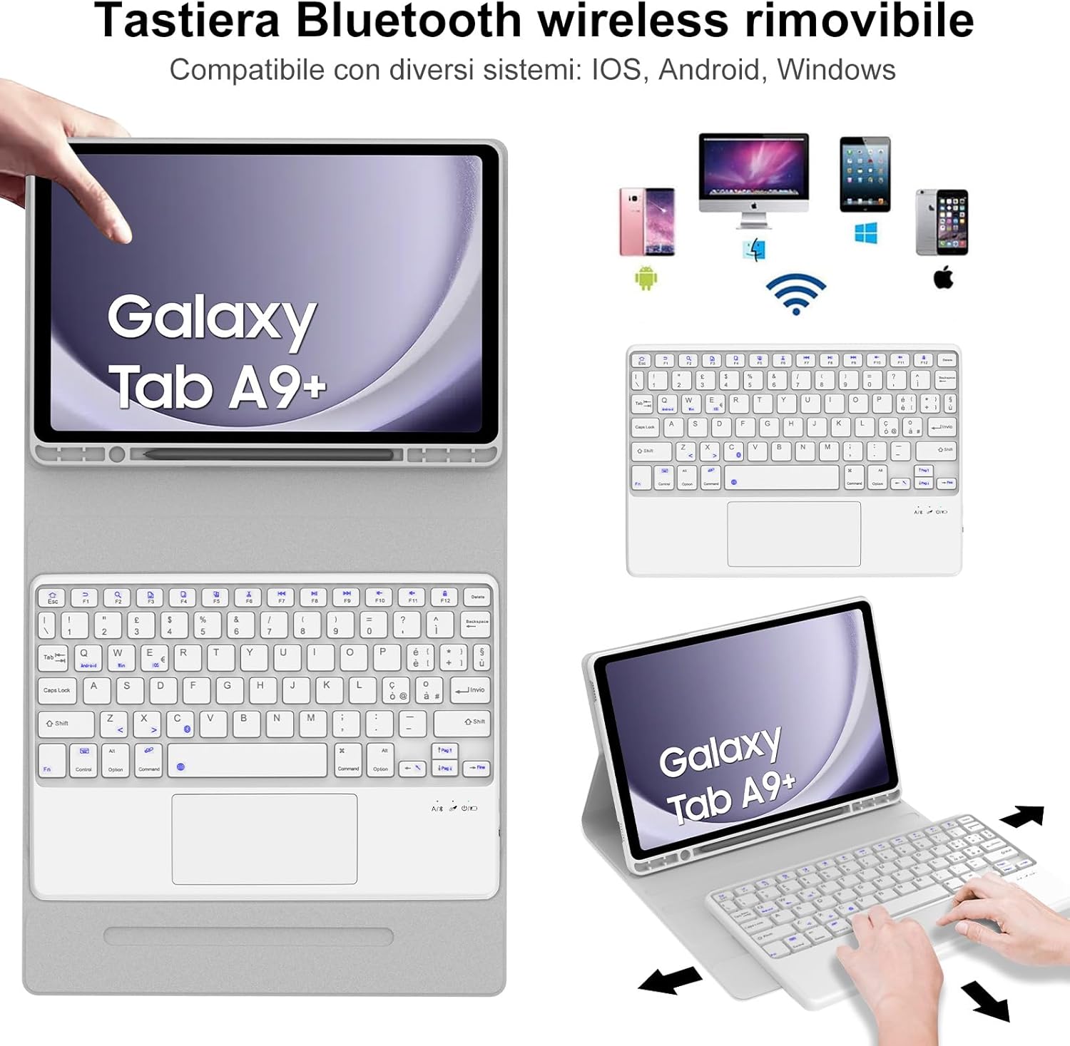 IVEOPPE Tastiera per Samsung Galaxy Tab A9 Plus 11" con Touchpad - immagine 3