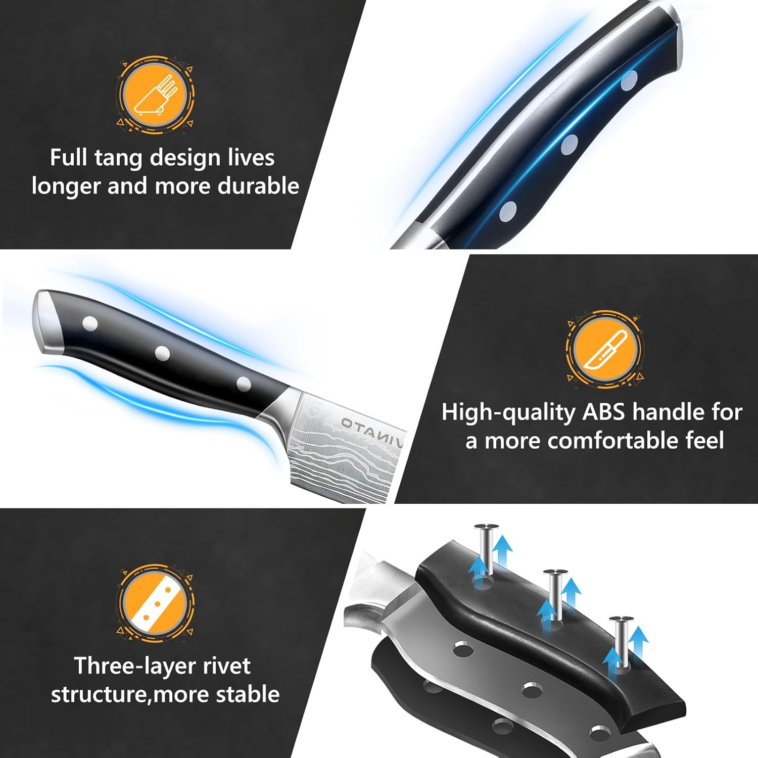 Vinato Ceppo Coltelli da Cucina 14 Pezzi - immagine 4