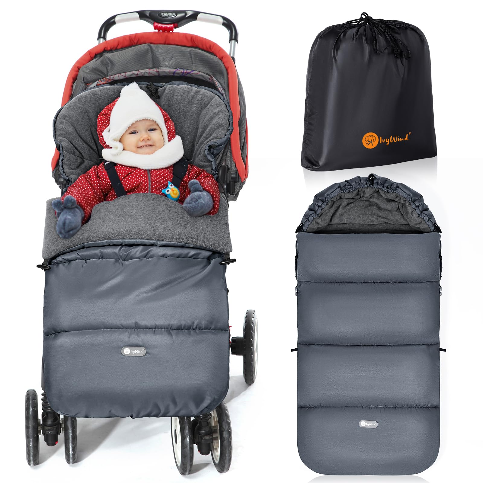 Ivywind Coprigambe Passeggino Universale Invernale, Grigio