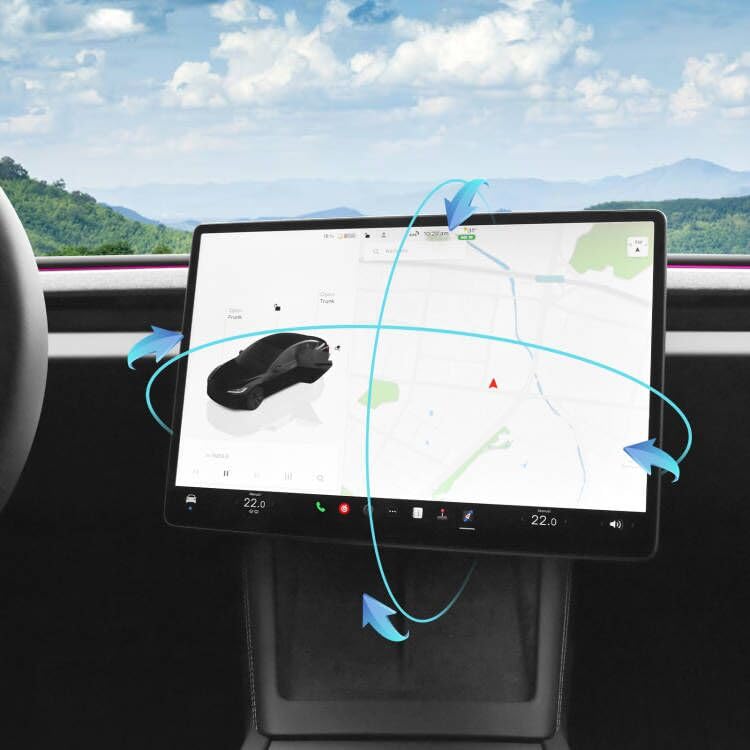 AAMHHM Supporto girevole dello schermo per Tesla Model 3 Highland 2024 Sinistra/Destra 30° Su/Giù 15° Rotante Quattro direzioni Staffa rotante dello schermo Tesla in lega di alluminio
