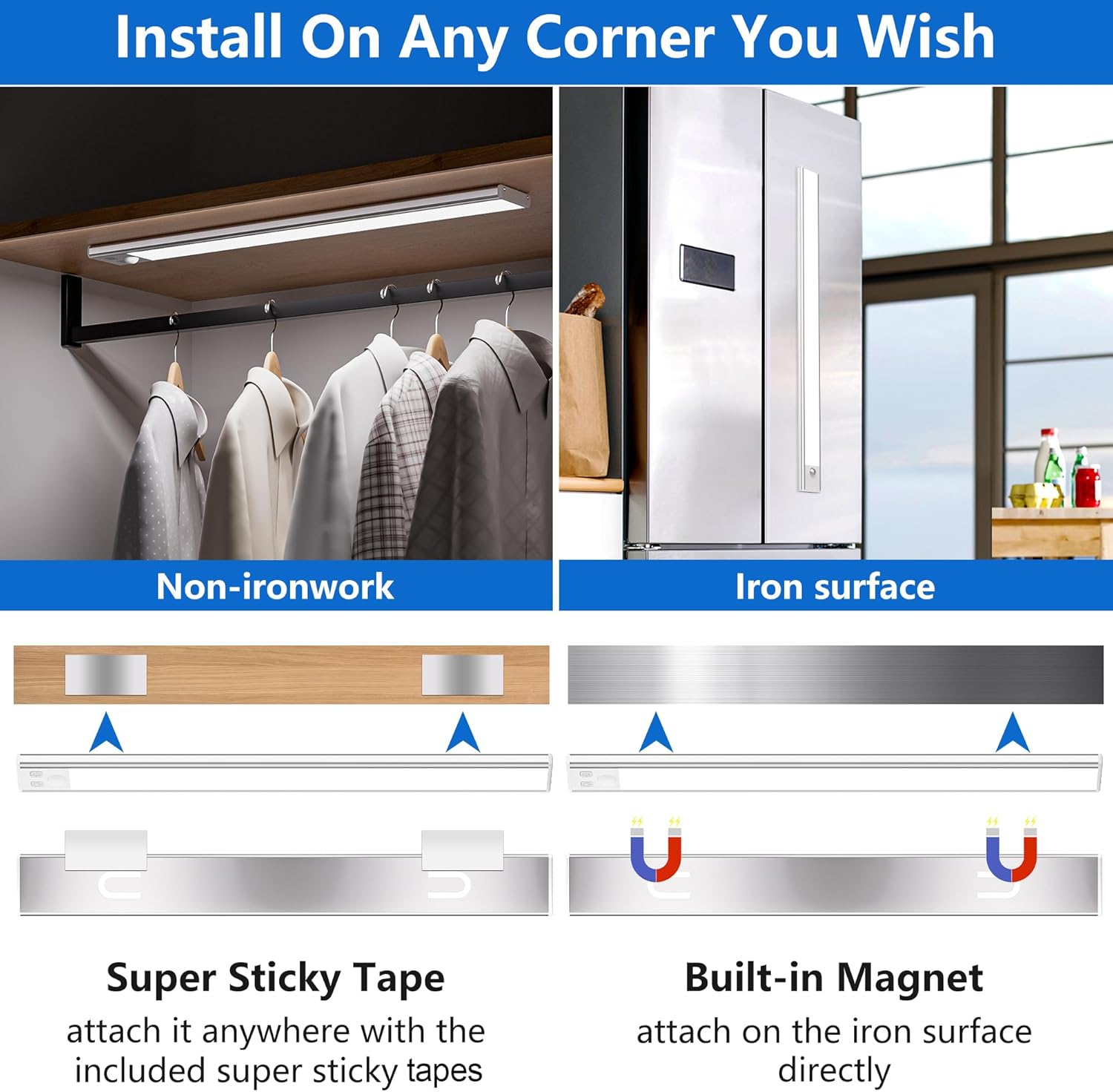 OUILA Luce Armadio LED con Sensore USB-C Ricaricabile - immagine 7