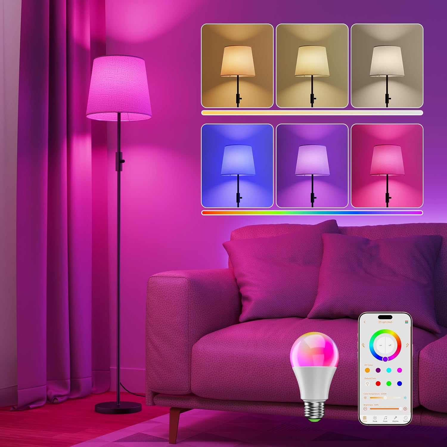 DUSKTEC Lampada da Terra Smart RGB per Salotto - immagine 1