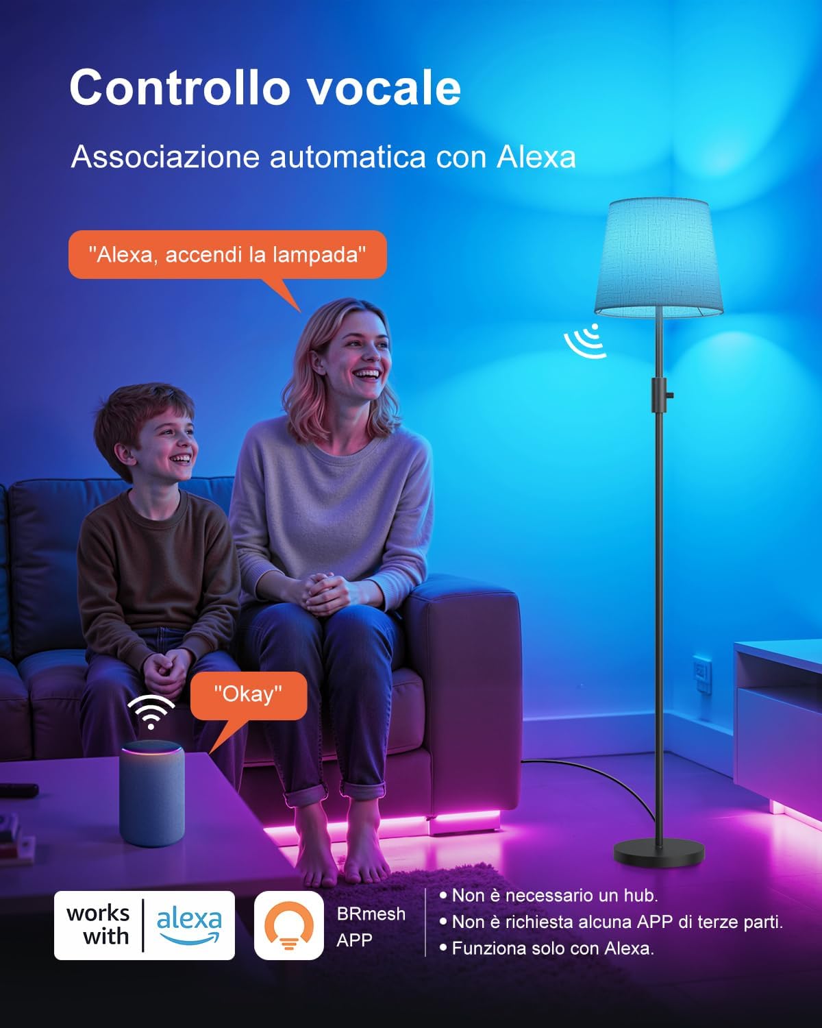 DUSKTEC Lampada da Terra Smart RGB per Salotto - immagine 2