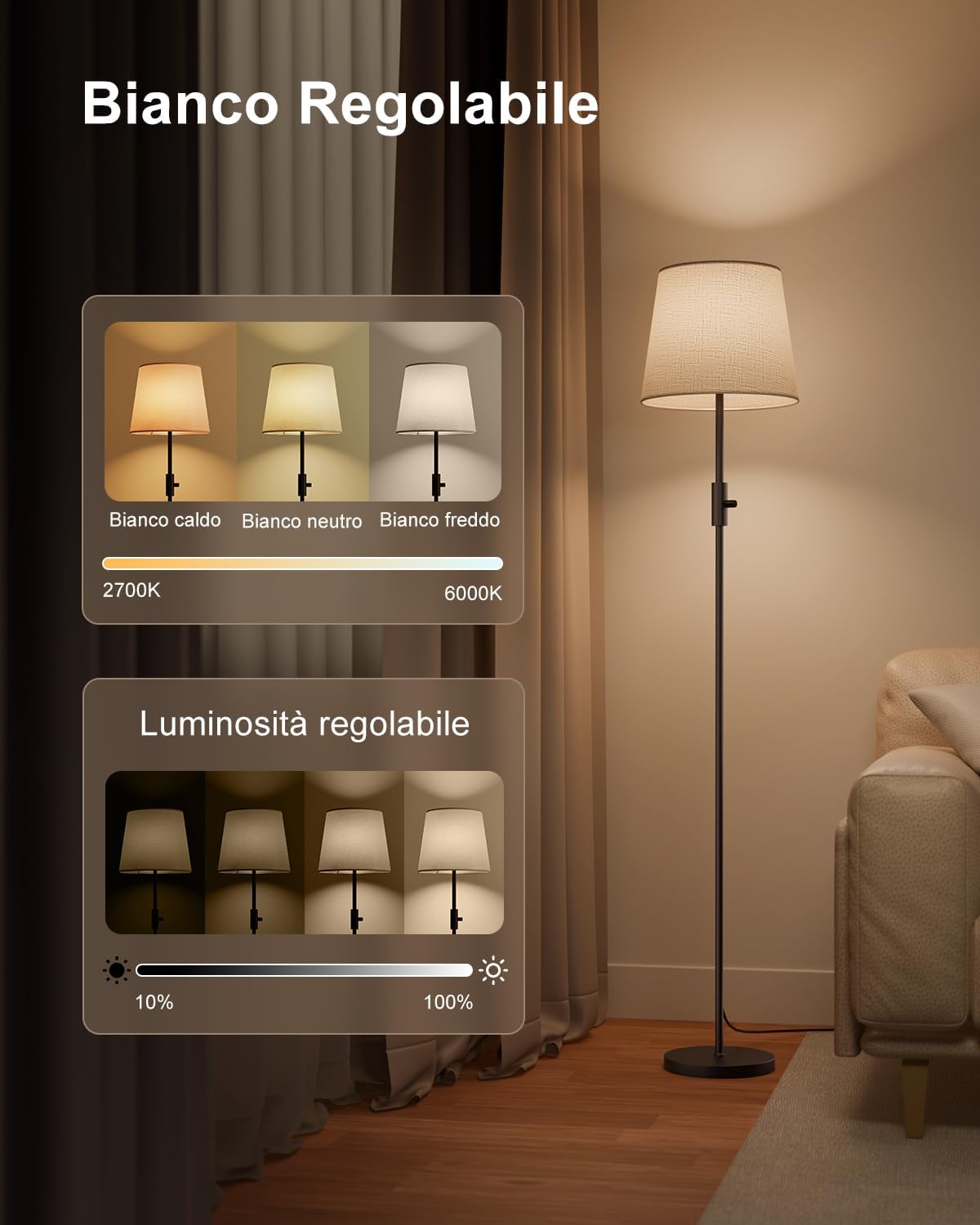 DUSKTEC Lampada da Terra Smart RGB per Salotto - immagine 4