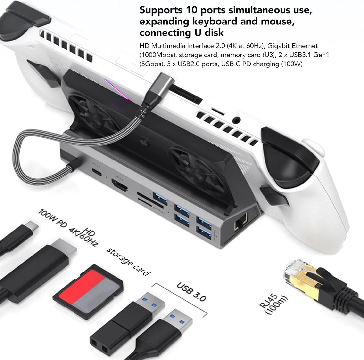 Docking Station 10 in 1 per Steam Deck e Rog Ally - immagine 6