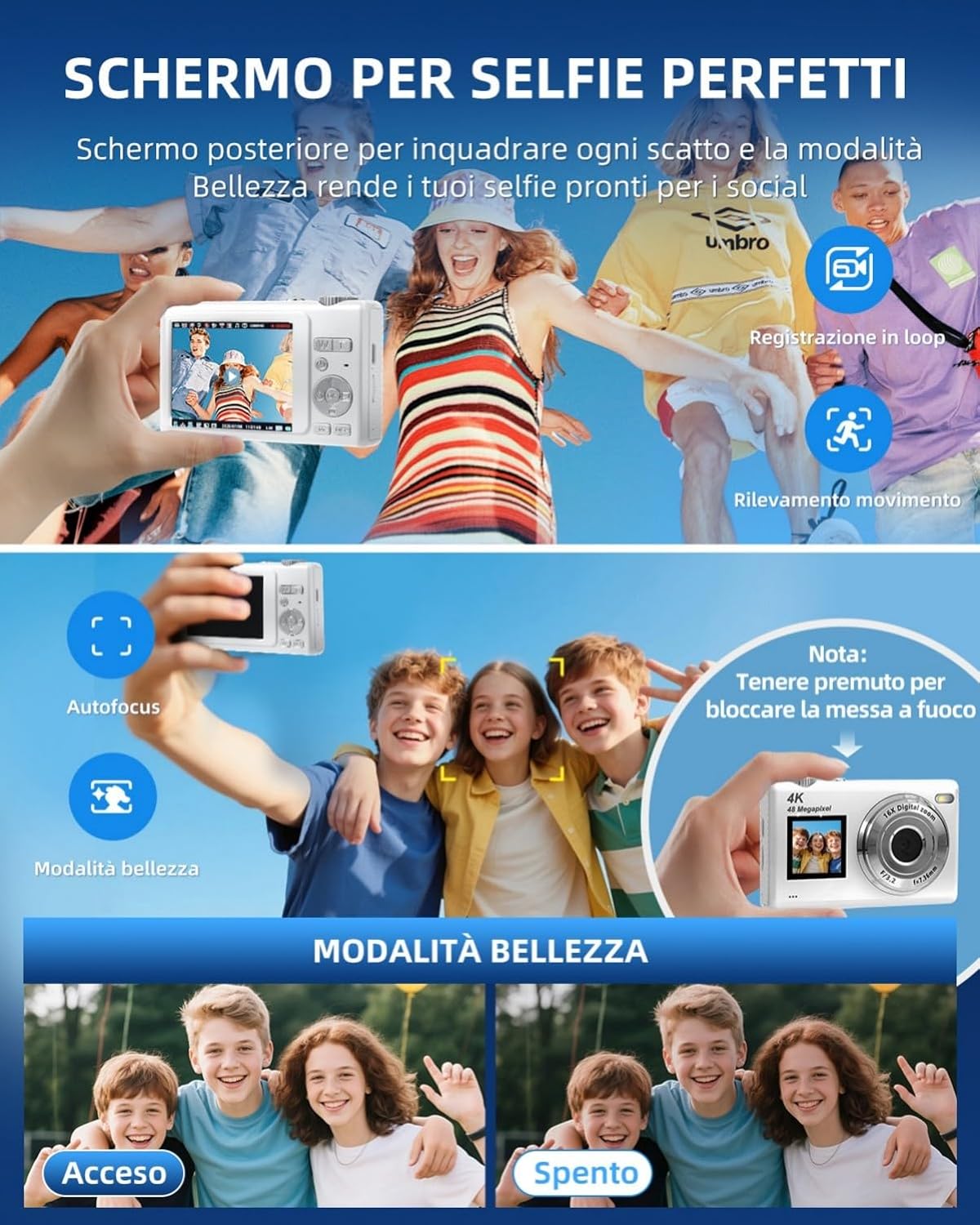 Fotocamera Digitale 4K 48MP con Doppio Schermo, Y5 - immagine 2