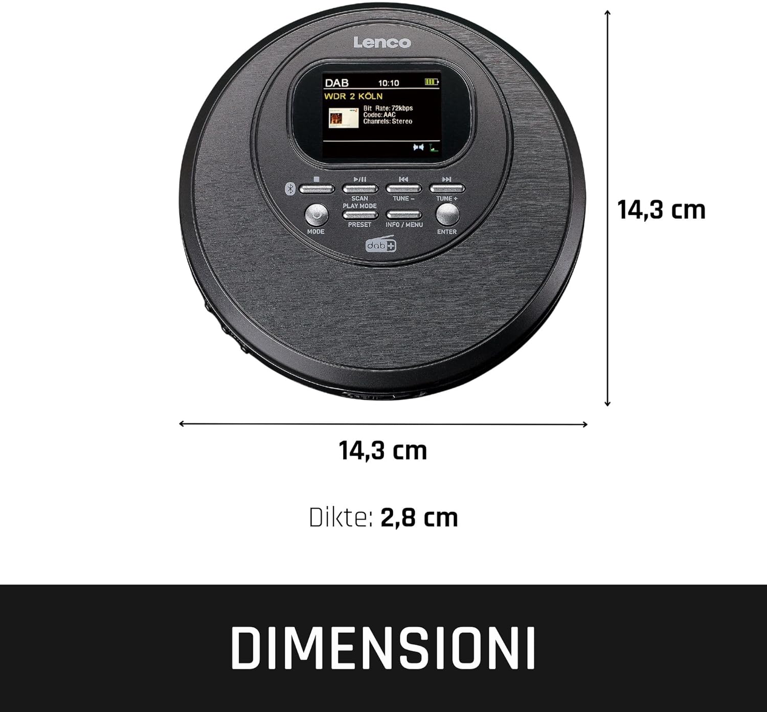Lenco CD-500 - Lettore CD Portatile Bluetooth, Nero - immagine 7