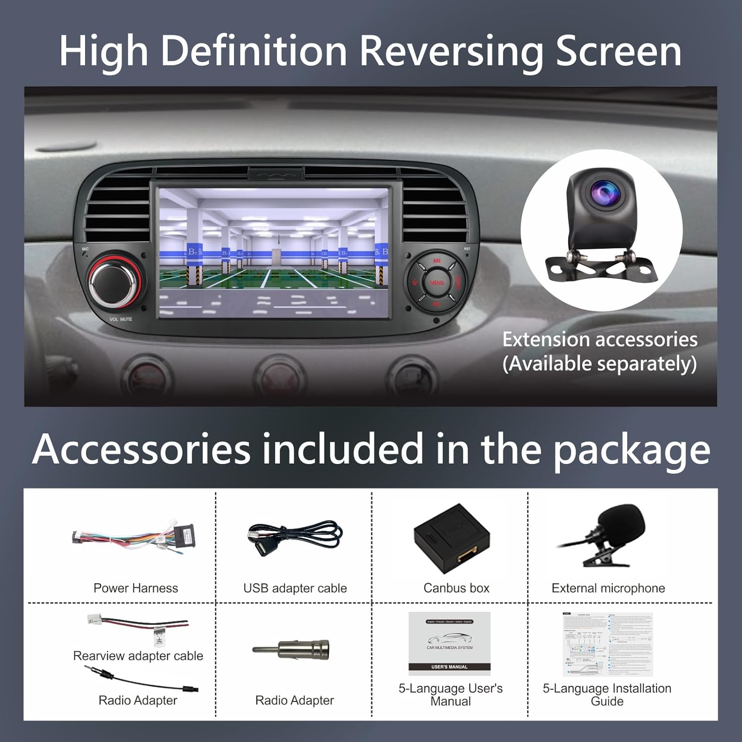 Linux Autoradio per Fiat 500 (2007-2015) 7" Touchscreen, Nero - immagine 3