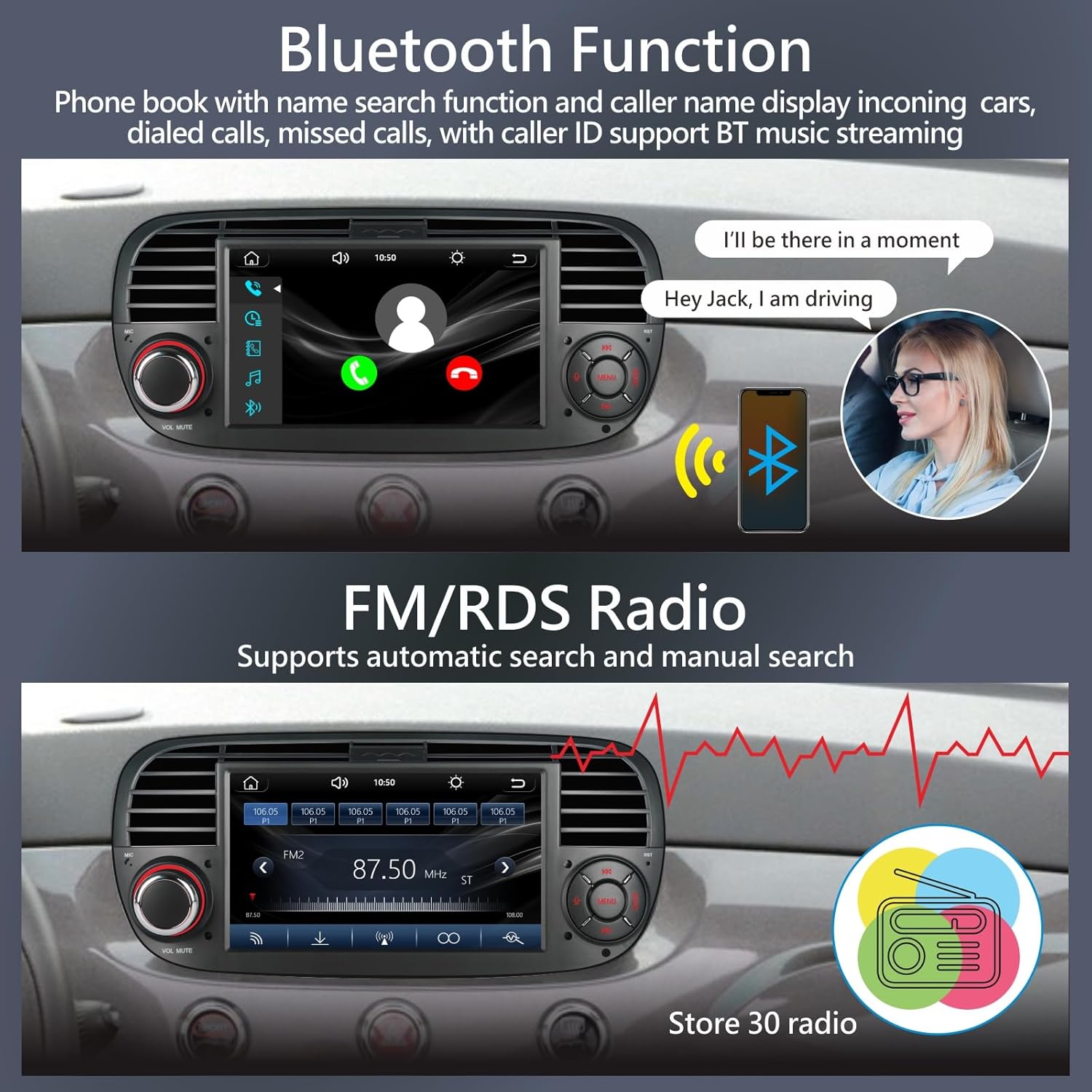 Linux Autoradio per Fiat 500 (2007-2015) 7" Touchscreen, Nero - immagine 5