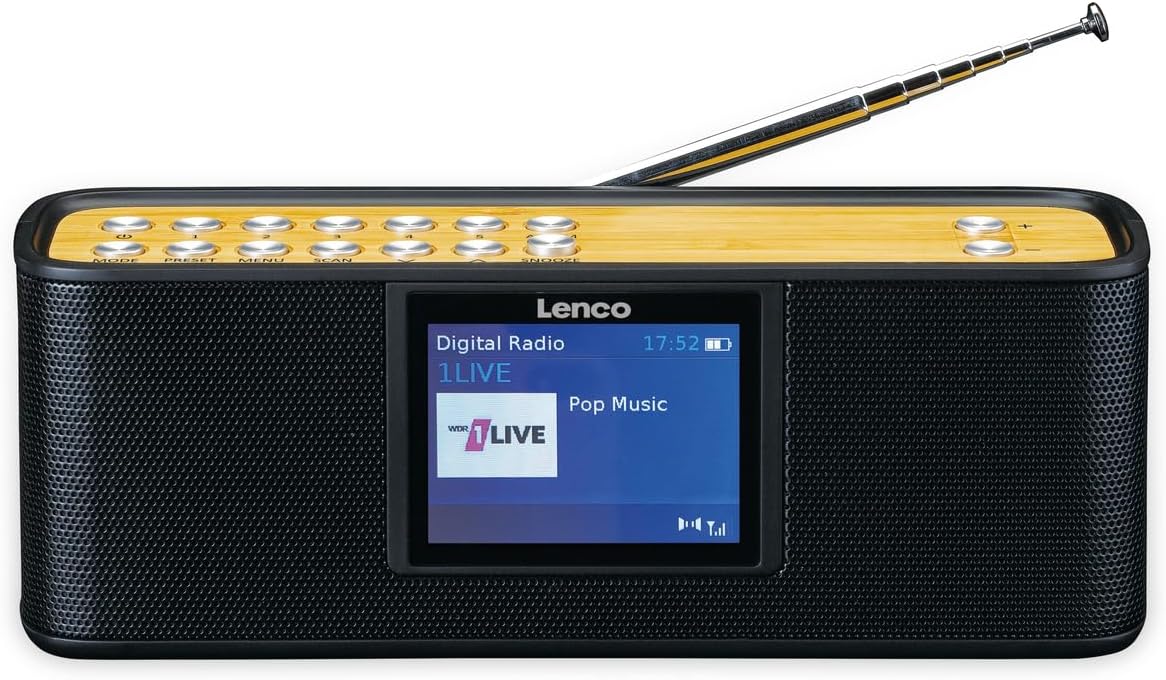 Lenco PDR Radio Portatile DAB+ con Bluetooth, Nero - immagine 1