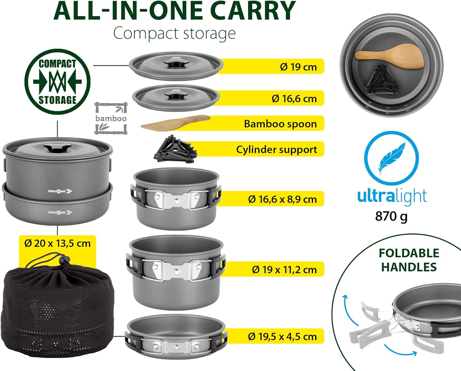 Brunner Set Pentole Outdoor Packpot Ultralite 20 - immagine 2