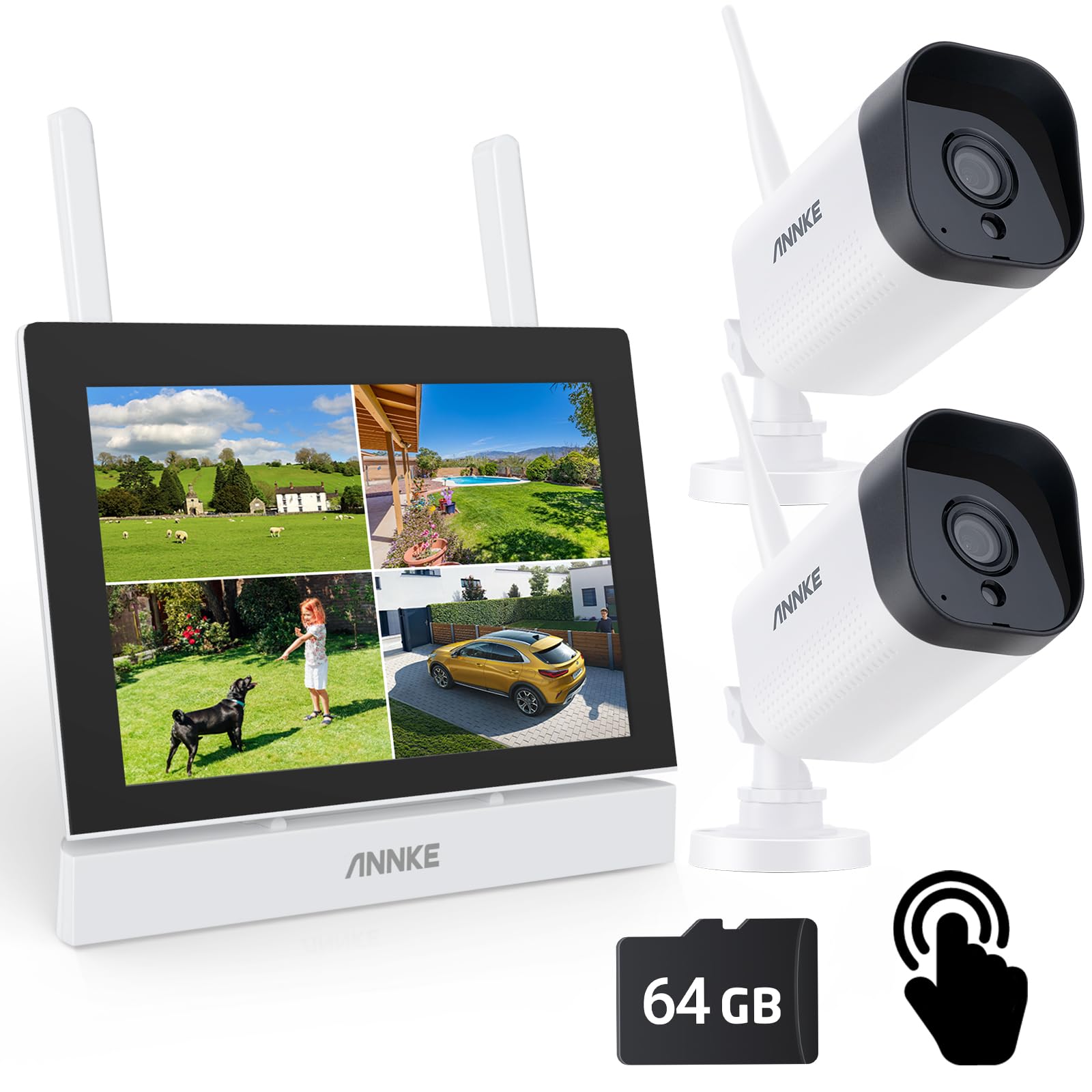 Annke Kit Sorveglianza Wifi 3MP con Schermo LCD 7"