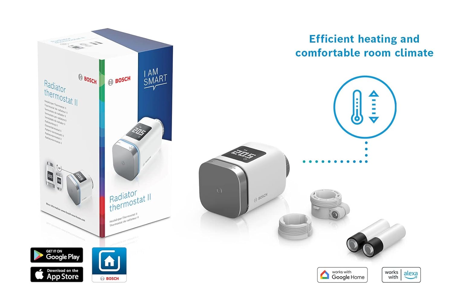 Termostato per radiatore II Bosch Smart Home, termostato smart con funzionamento tramite app, compatibile con  Alexa, Apple HomeKit, Google Home - immagine 6