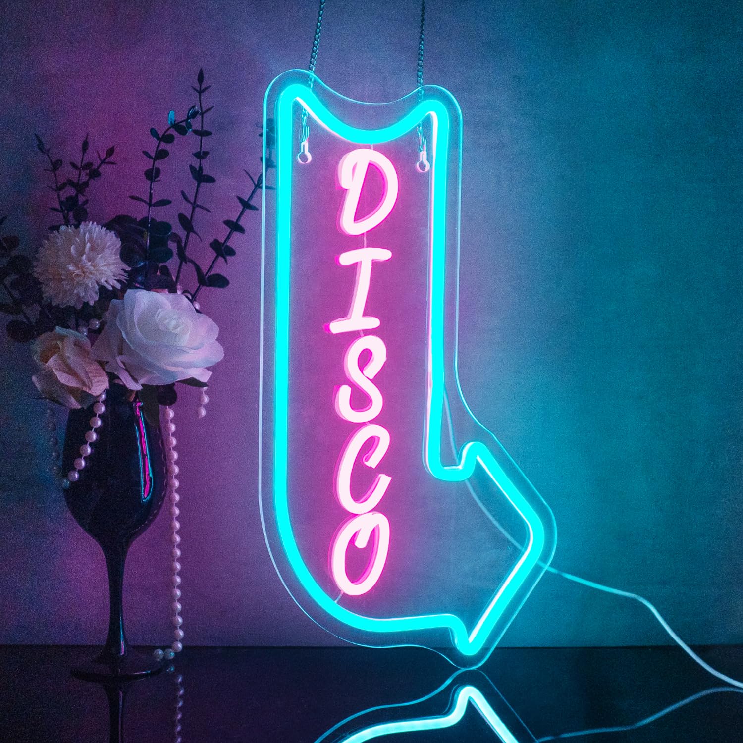 Looklight Disco Neon Sign Freccia Rosa a LED