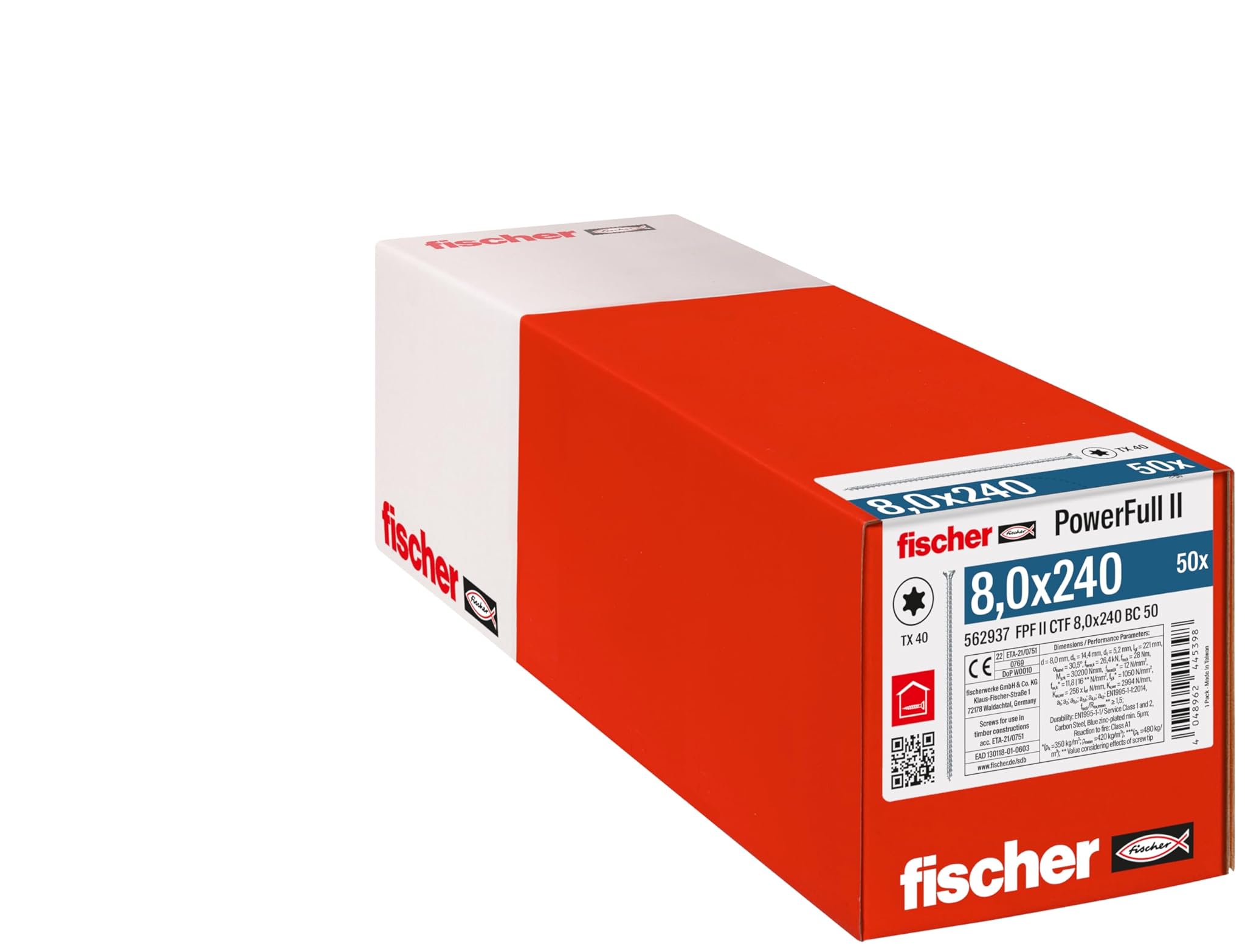 Fischer Viti PowerFull II CTF 8,0x240 mm, Zincate, 50 Pz