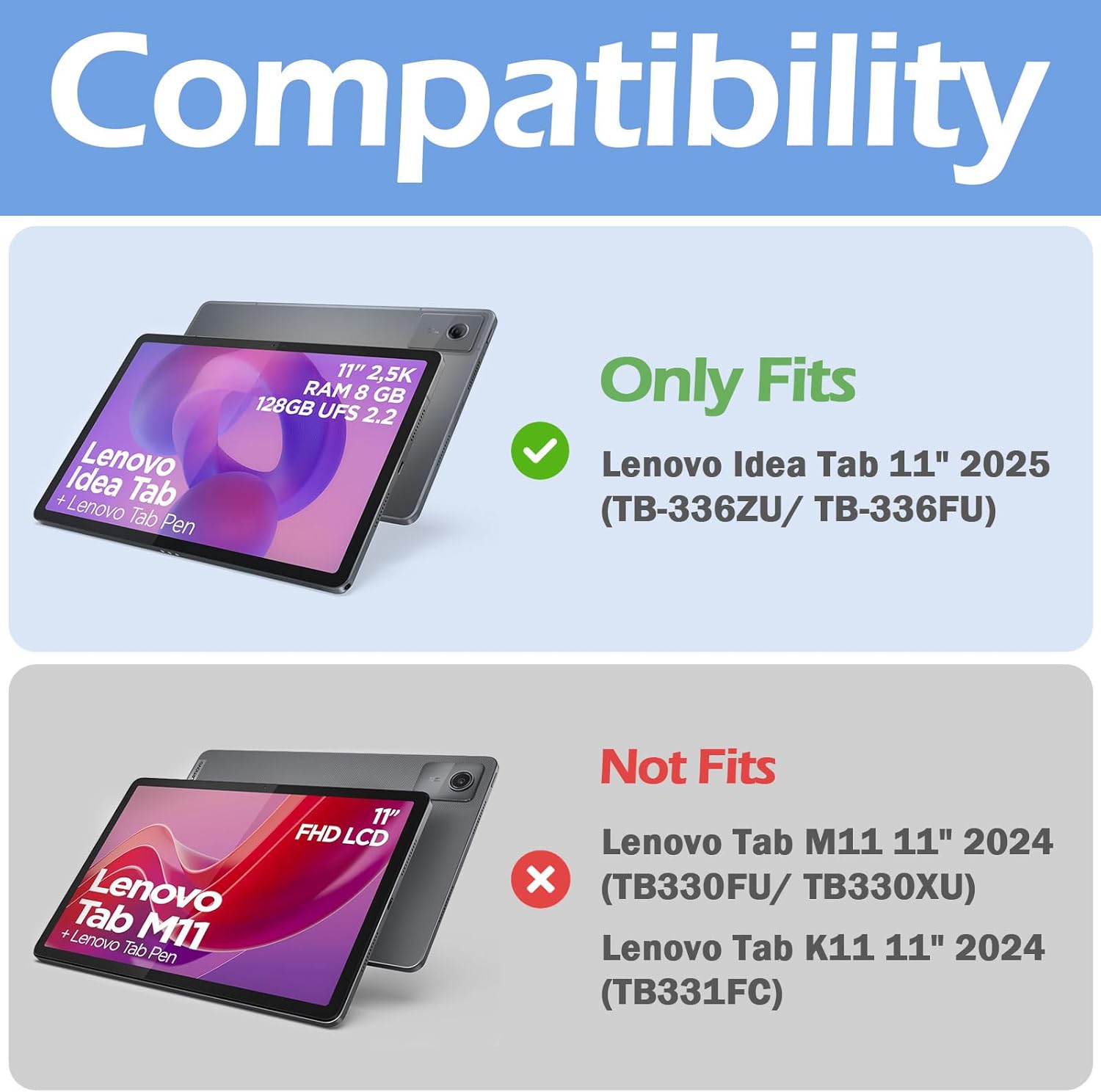 Procase Cover per Lenovo Idea Tab 11 Pollici 2025 - Nera - immagine 2