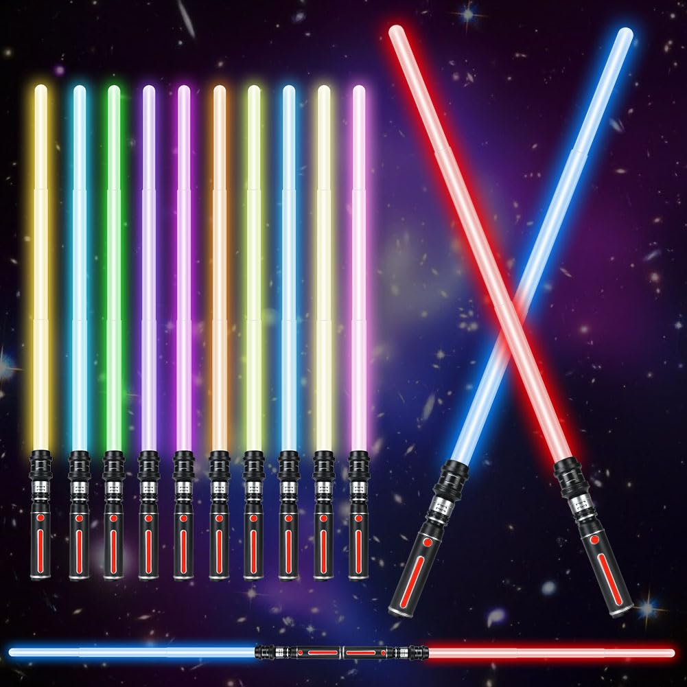OSDUE Lightsaber RGB a 12 Colori Modificabili - New Spada Laser, Soundfont di Battaglia di Film Simulati, Lightsaber Light Up Toy per Adulti e Adolescenti, Manico Lunghezza Regolabile 46-84 cm