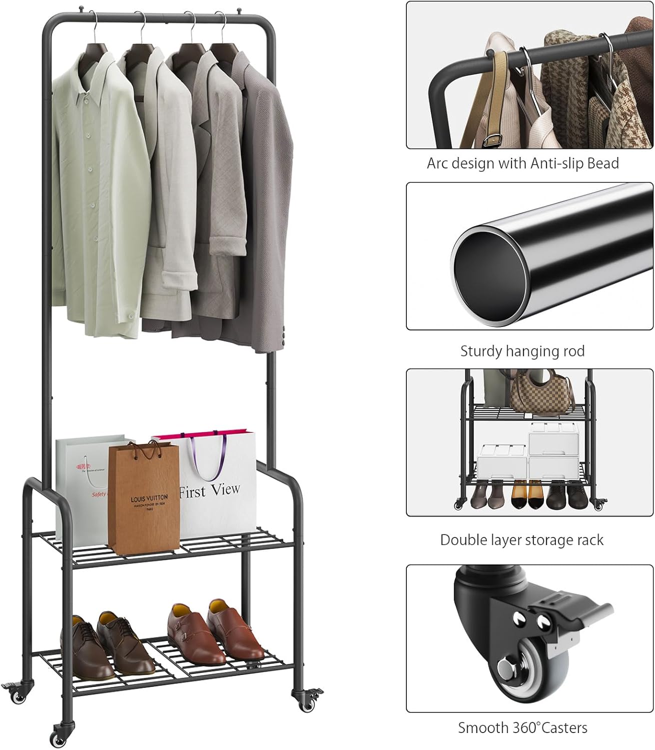 Ymyny Appendiabiti in Metallo 61×32×176CM, Nero - immagine 6