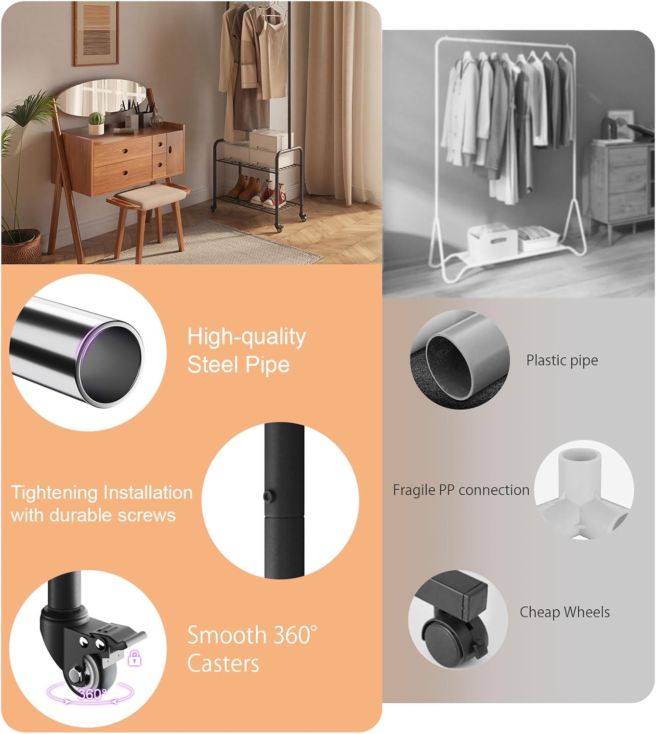 Ymyny Appendiabiti in Metallo 61×32×176CM, Nero - immagine 7