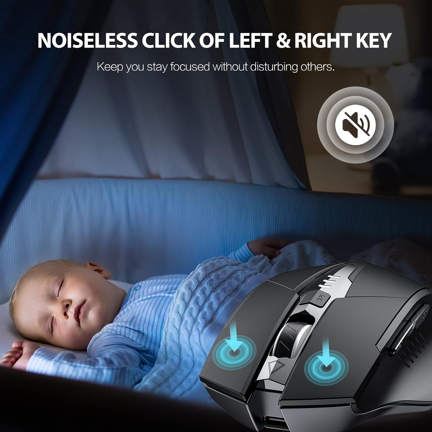 Inphic Mouse Bluetooth Wireless Ricaricabile 1600 DPI, Nero - immagine 4