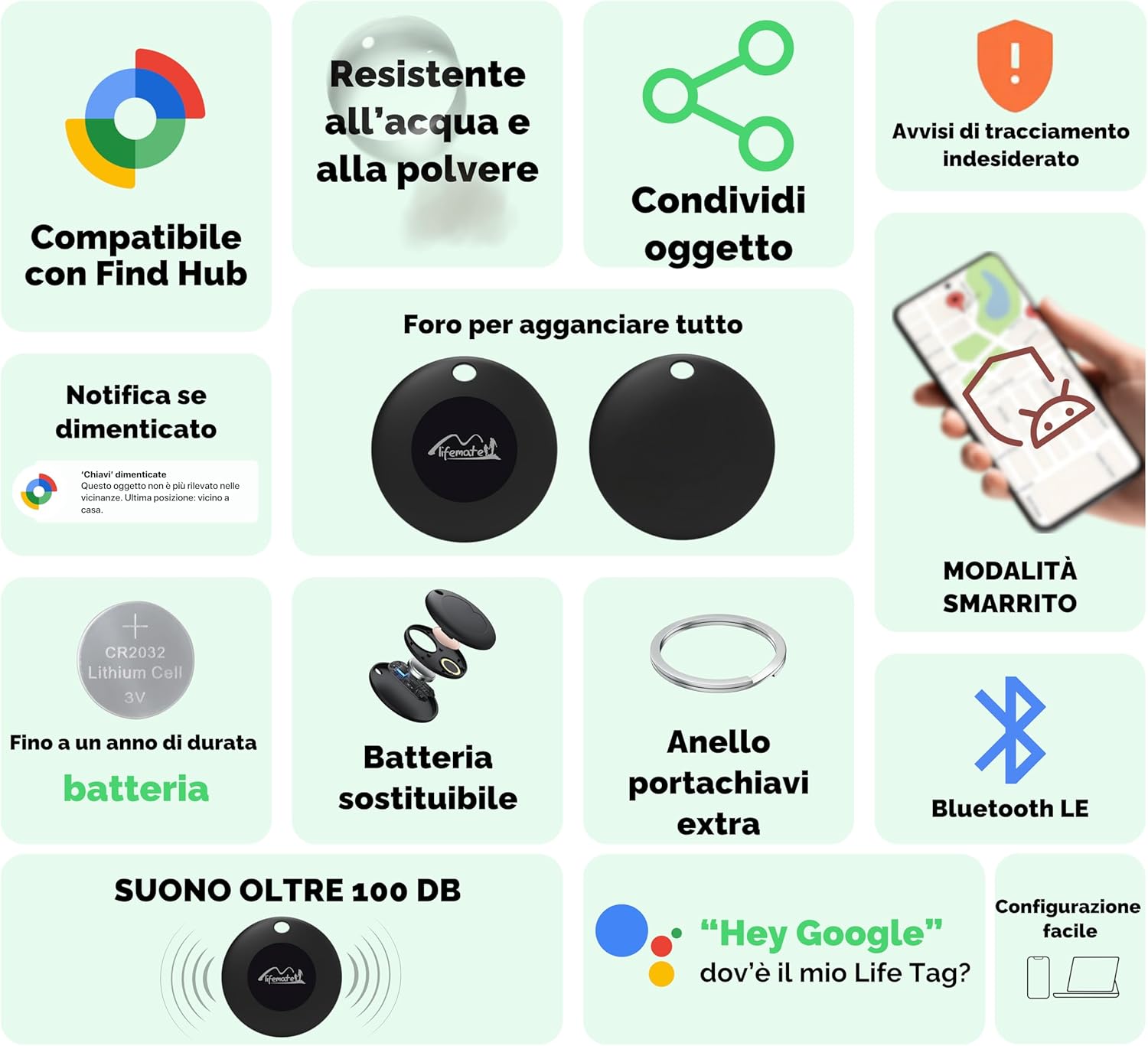 Lifemate Tag per Android 6 Pack - Localizzatore Bluetooth - immagine 6