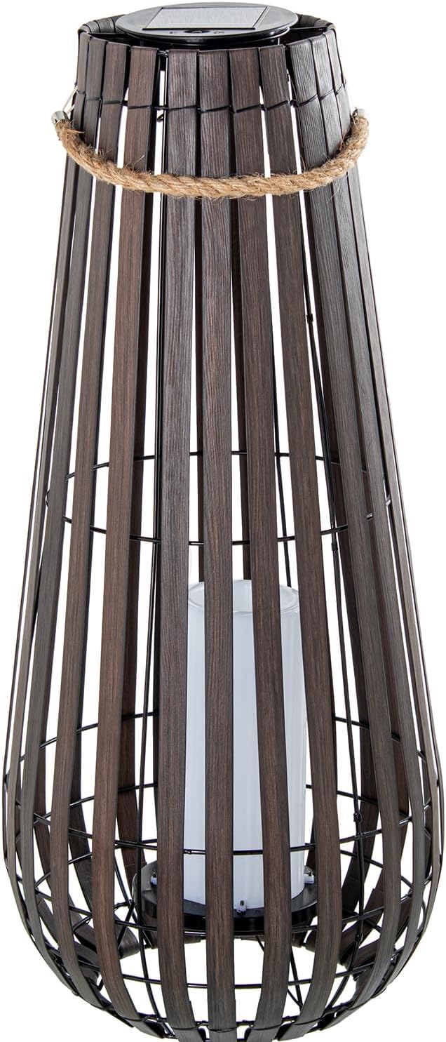 LÁMPARA SOLAR 65CM PIE HIERRO/PP+PE C/VELA LED_°28X65CM - immagine 1