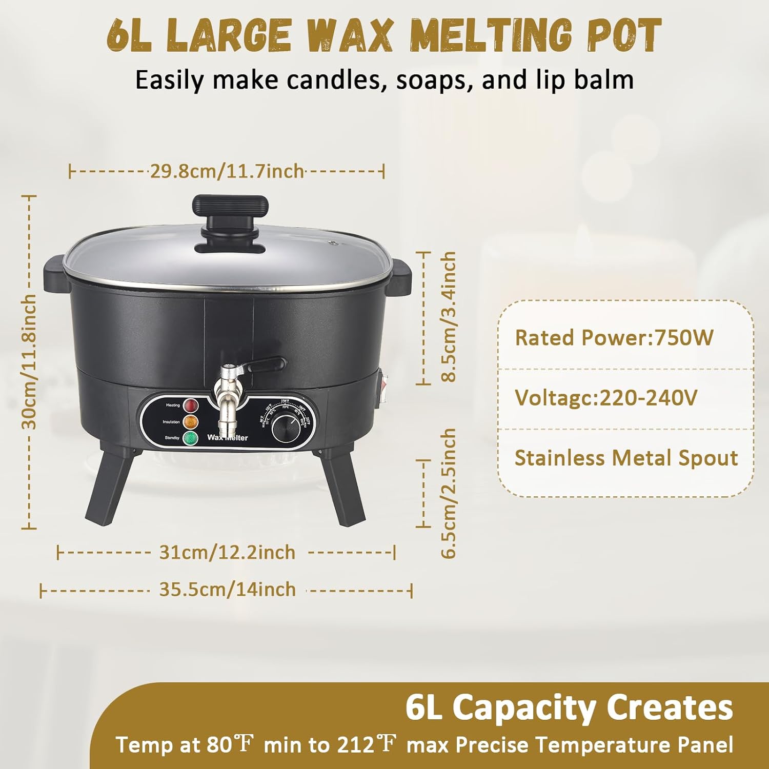 Liropau Cera da Fusione Elettrica 6L per Candele - immagine 2