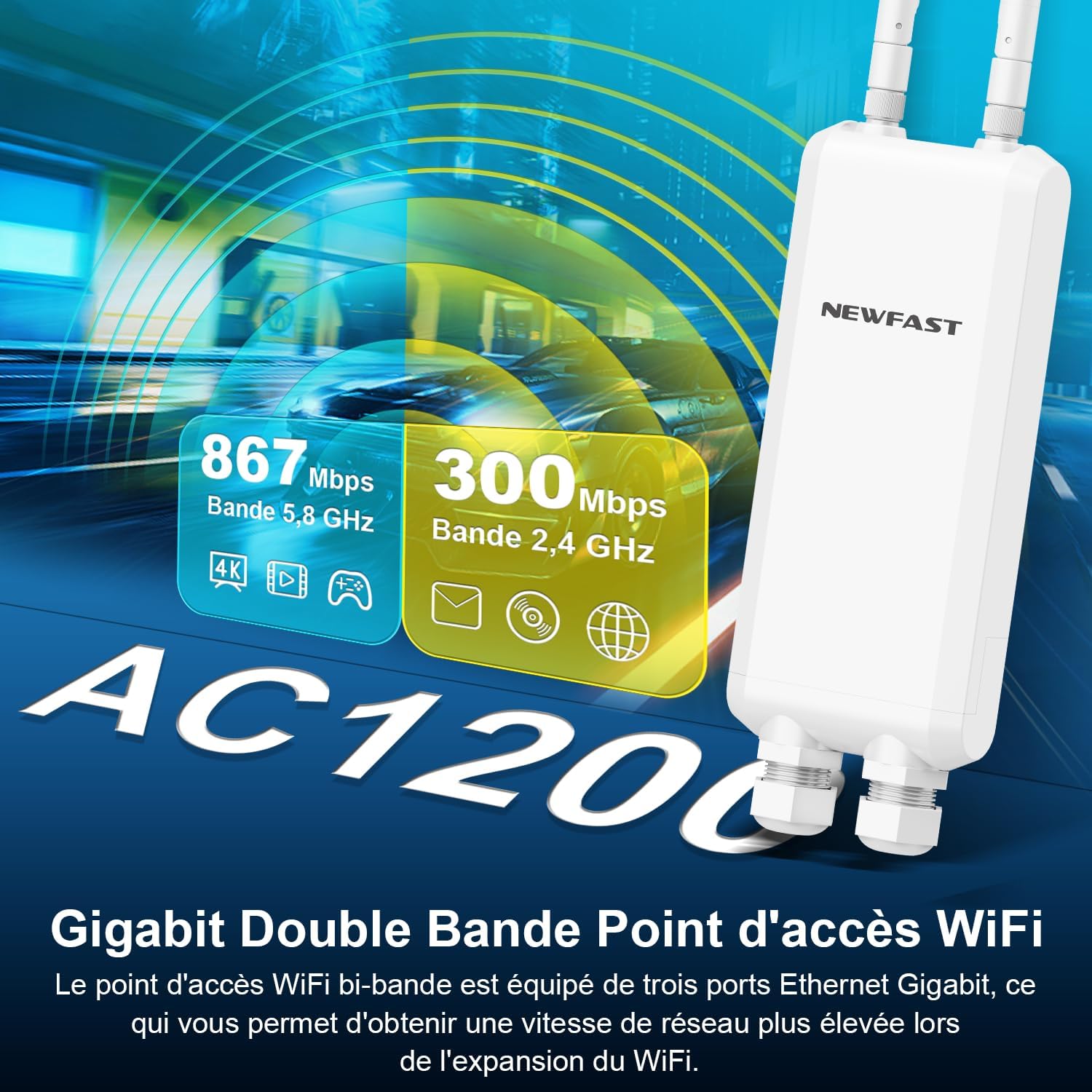 Newfast A882 Outdoor Access Point Wi-Fi Esterno AC1200 - immagine 3