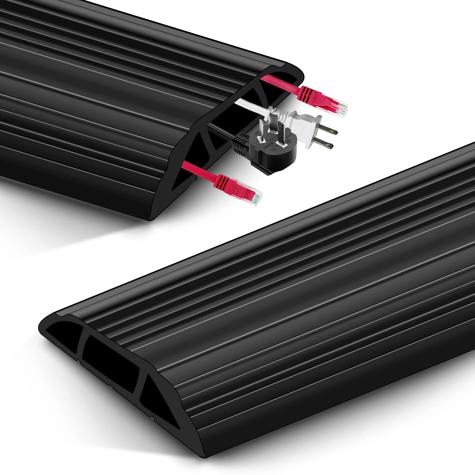 Canalina Pavimento 3 Canali per Cavi 4.5m, Nero