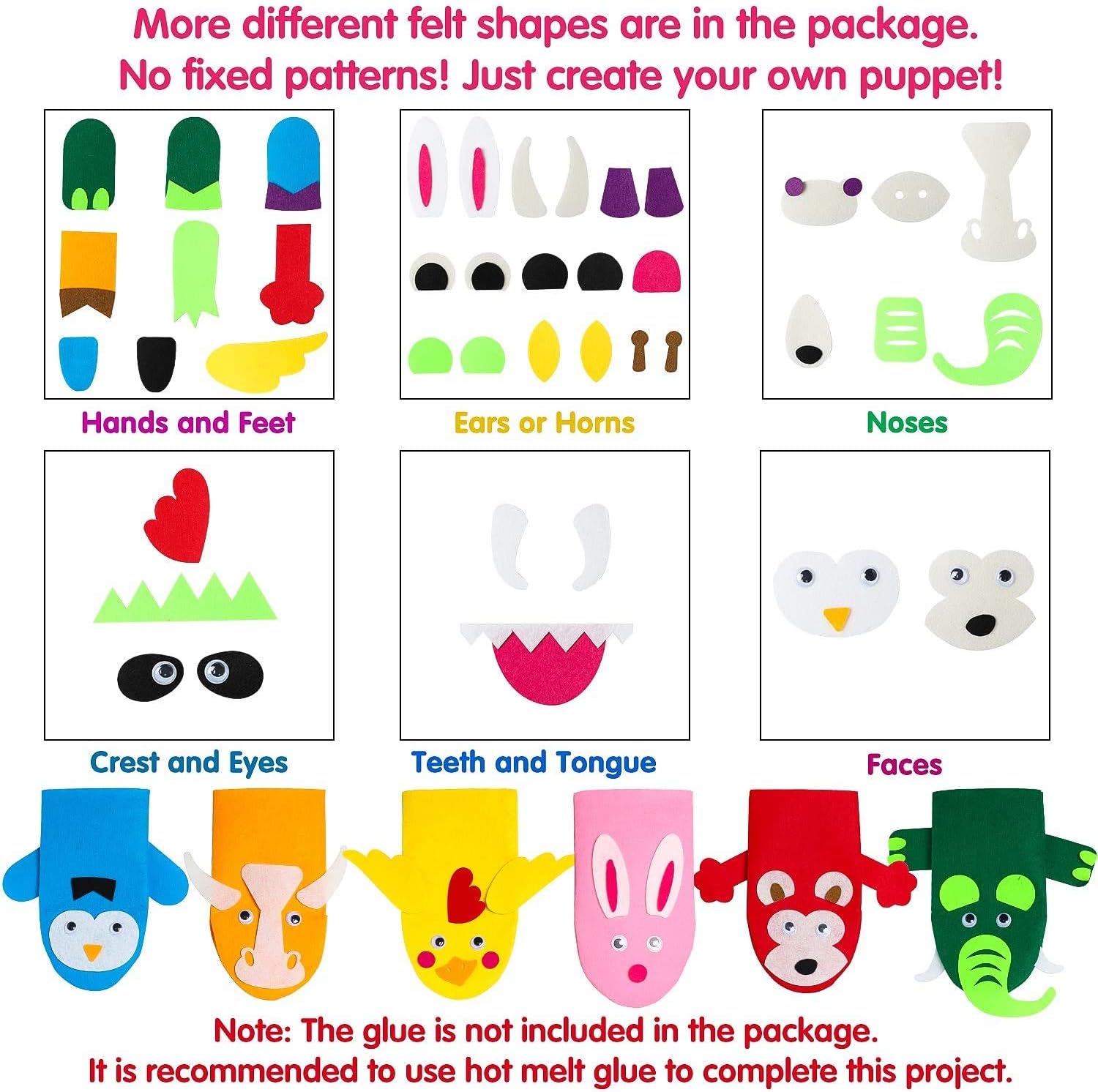 Watinc Lavoretti Creativi per Bambini - Burattini in Feltro - immagine 4