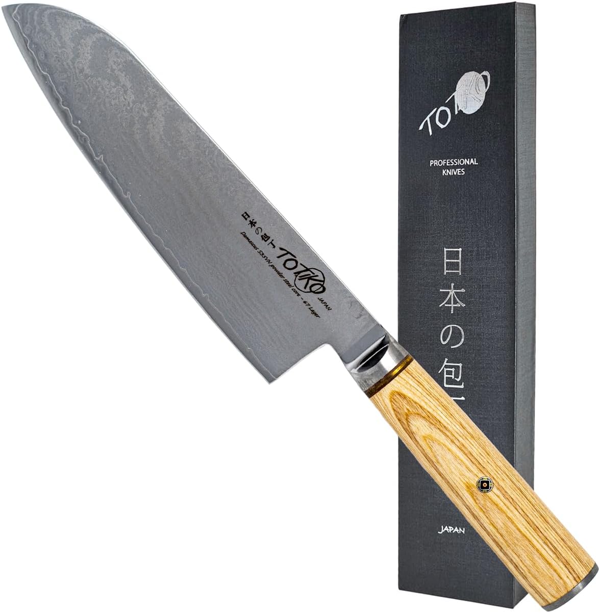 Totiko Coltello Santoku Damasco Giapponese 18cm