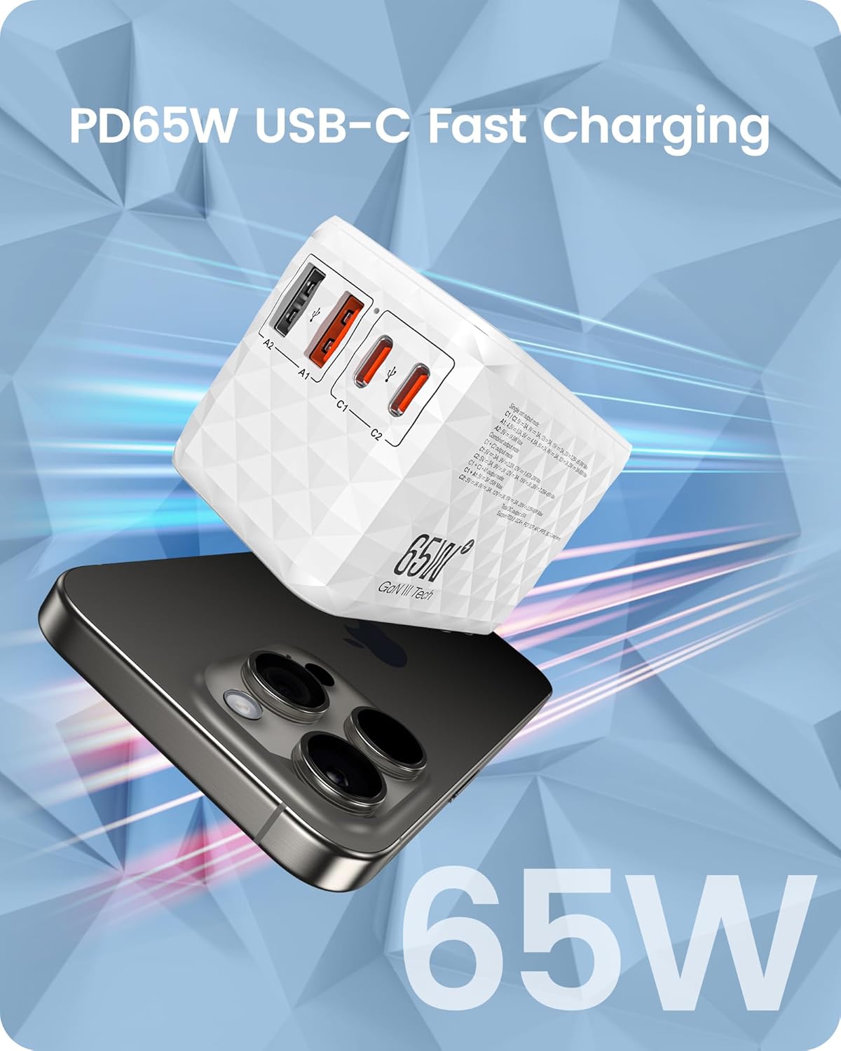 Lencent 65W Adattatore Universale da Viaggio - Bianco - immagine 3